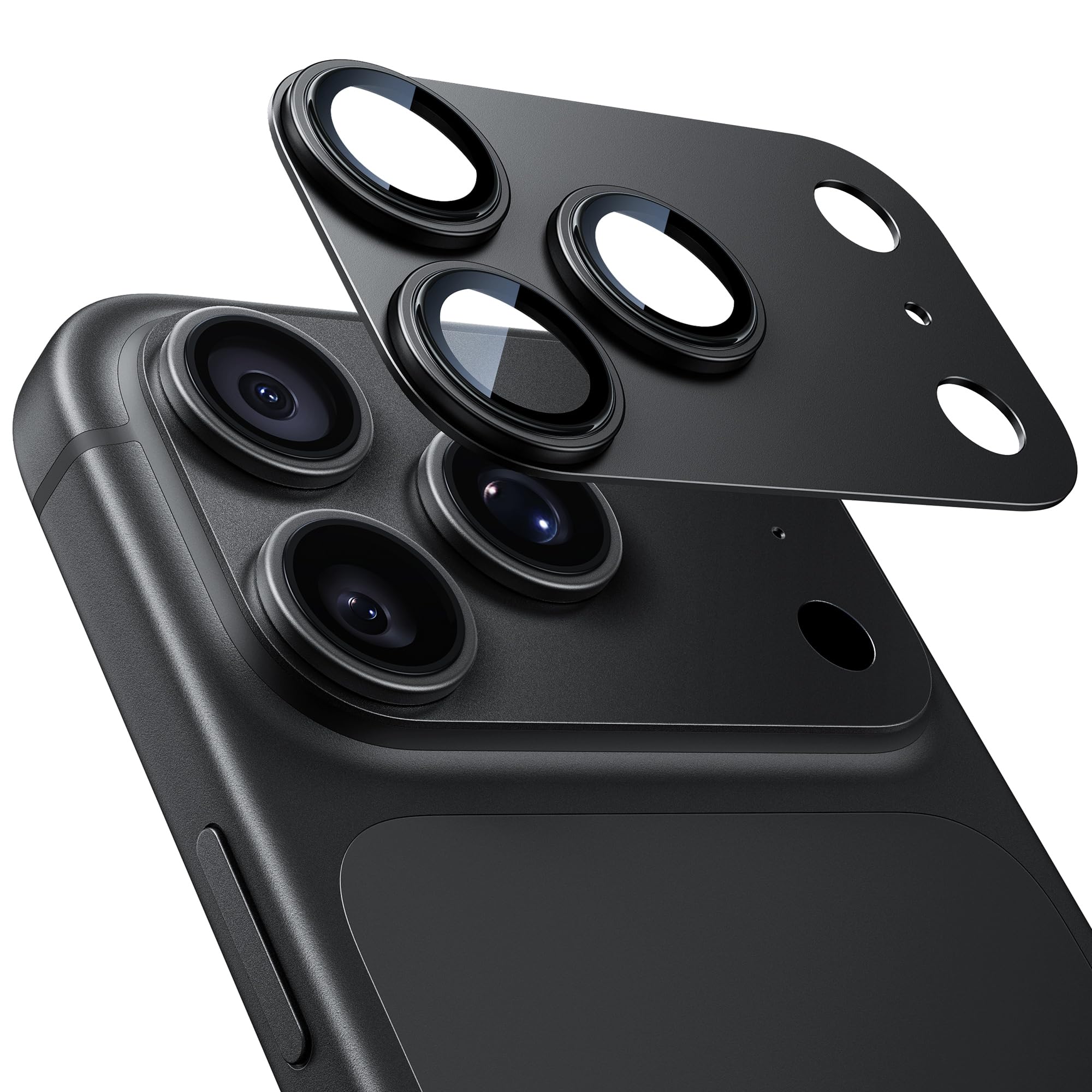 NIMASO カメラフィルム iPhone 17 Pro Max 対応 カメラ保護 アルミ合金フレーム+9H強化ガラス 全面保護 耐衝撃 超薄設計 黒縁あり いPhone 17 pro max専用 レンズカバー 1枚セット ブラック DSC25I1939