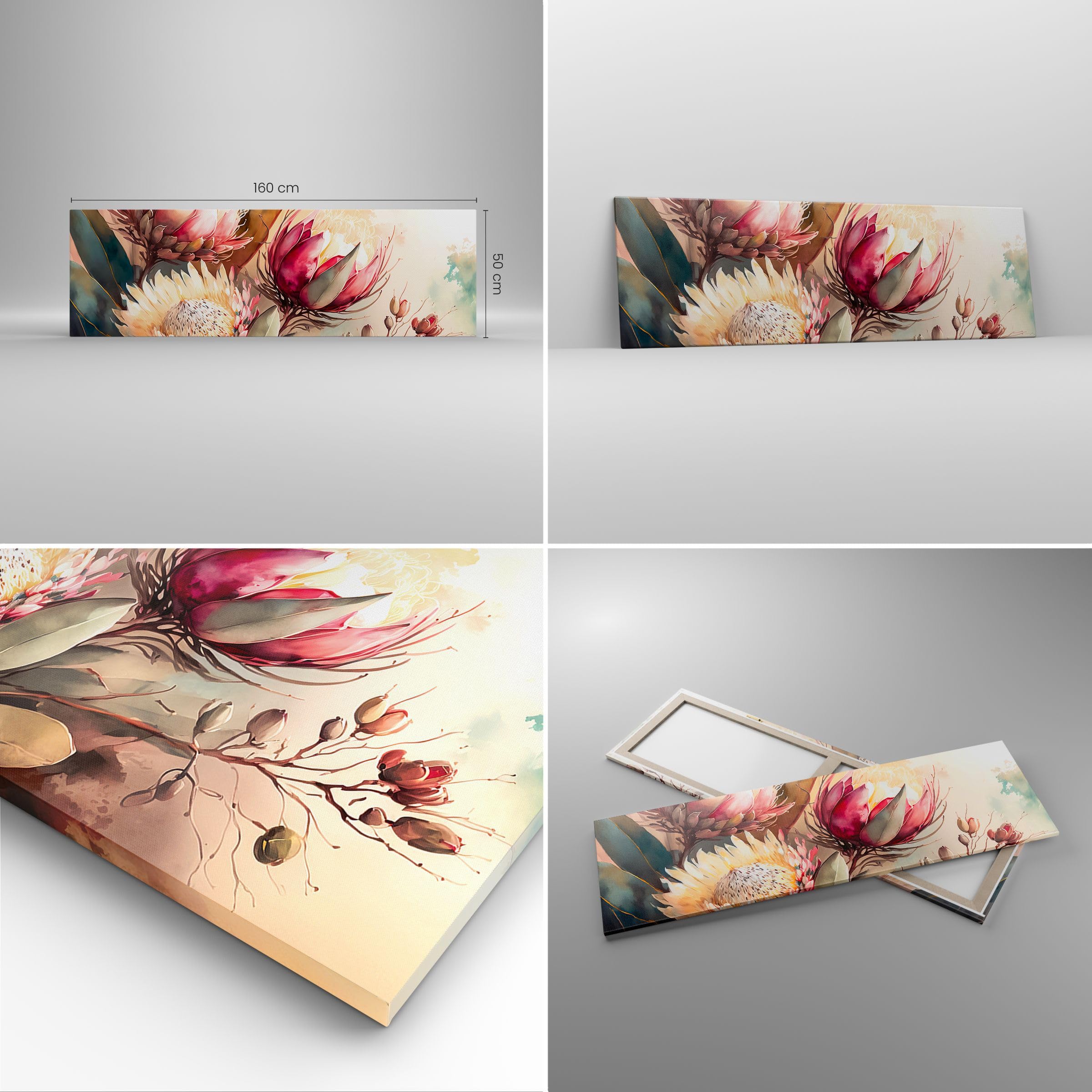 Stampe da Parete Moderne 160x50 cm Quadro su Tela Botanica Fiori - 5751 | Pezzo Deco Quadro Decorativo Grande XXL 1 pezzo Soggiorno Camera da Letto Arte da Parete Decorazione da Parete ARTTOR