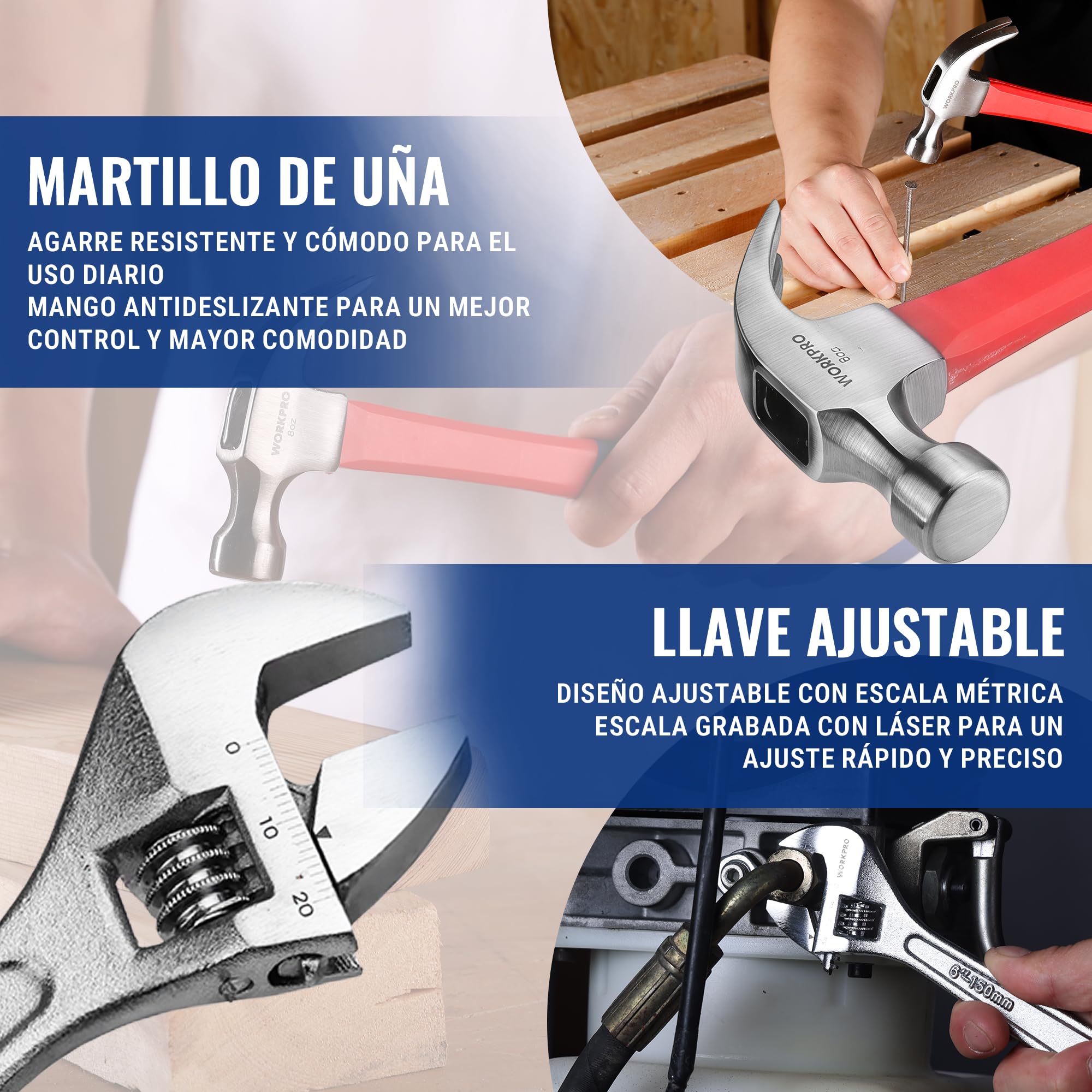 WORKPRO 160 Piezas Caja de Herramientas Básicas y Accesorios con Estuche de Almacenamiento, Maletin de Herramientas, para Bricolaje y Arreglos Diarios | Juego De Herramientas Manuales Y Accesorios Para Hogar, Bricolaje Y Reparaciones Diarias