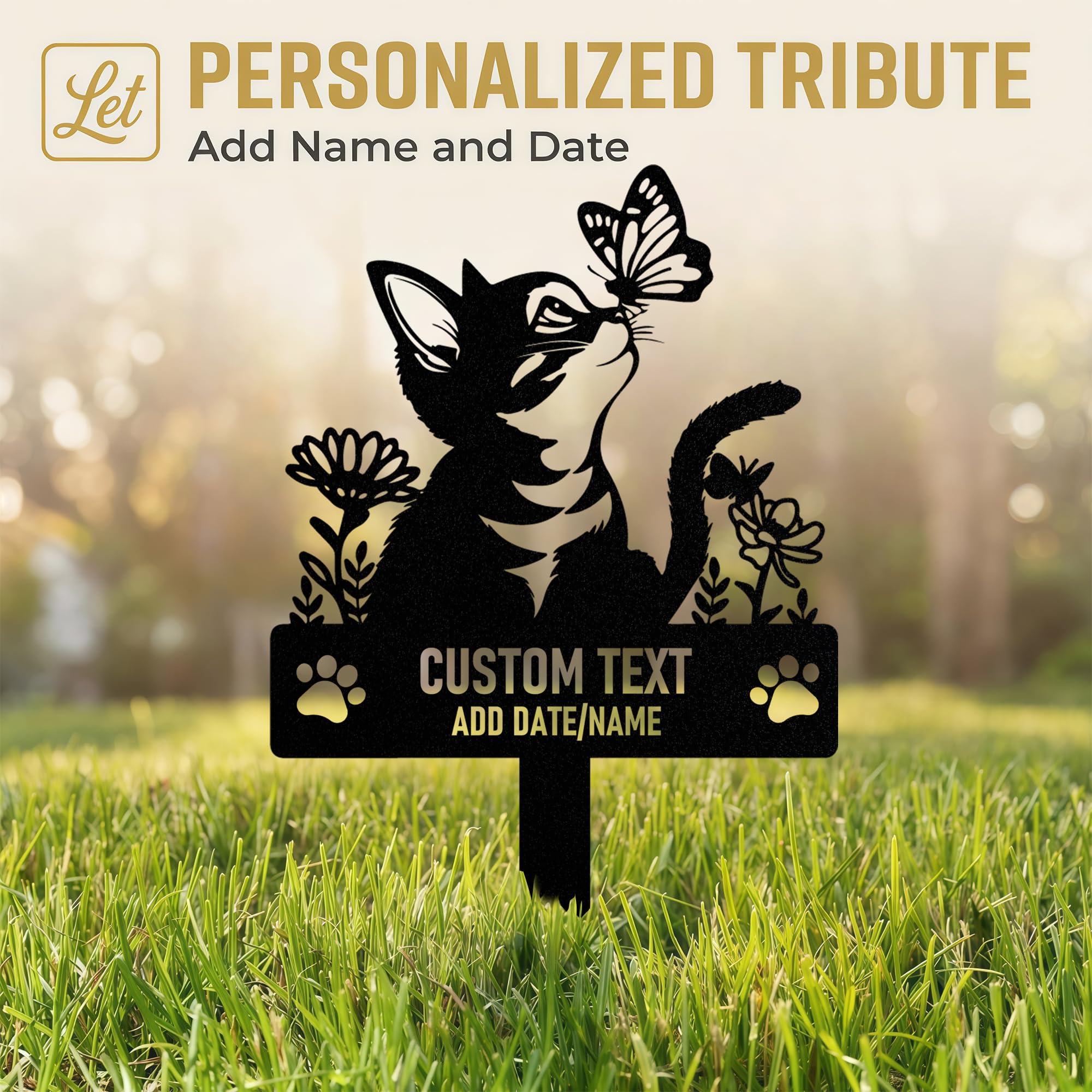 Targa Commemorativa Personalizzata in Metallo per Animali Domestici con Testo/ Nome/Data, Commemorativo per Cani Defunti, Lapide Personalizzata per Cane Gatto, Giardino DecorazioneTombale Animali