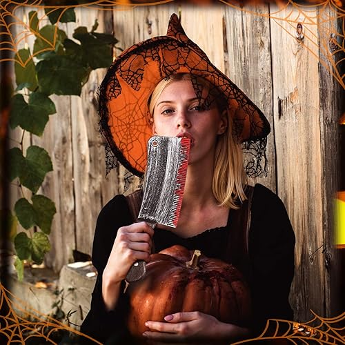 Miniatura 5 de Vinsot Juego de 9 cuchillos de Halloween de plástico, cuchillo de carnicero, machete, cuchillo slasher, accesorio de disfraz, cuchillo de sangrado