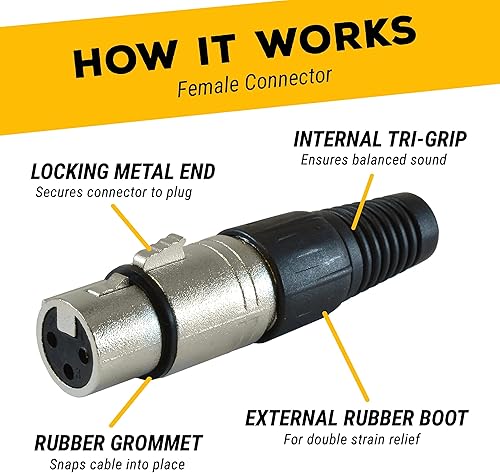 Miniatura 3 de GLS Audio Cables de conexión de cable de micrófono de 100 pies  XLR macho a XLR hembra cables de micrófono negro  Cable de serpiente Mike balanceado