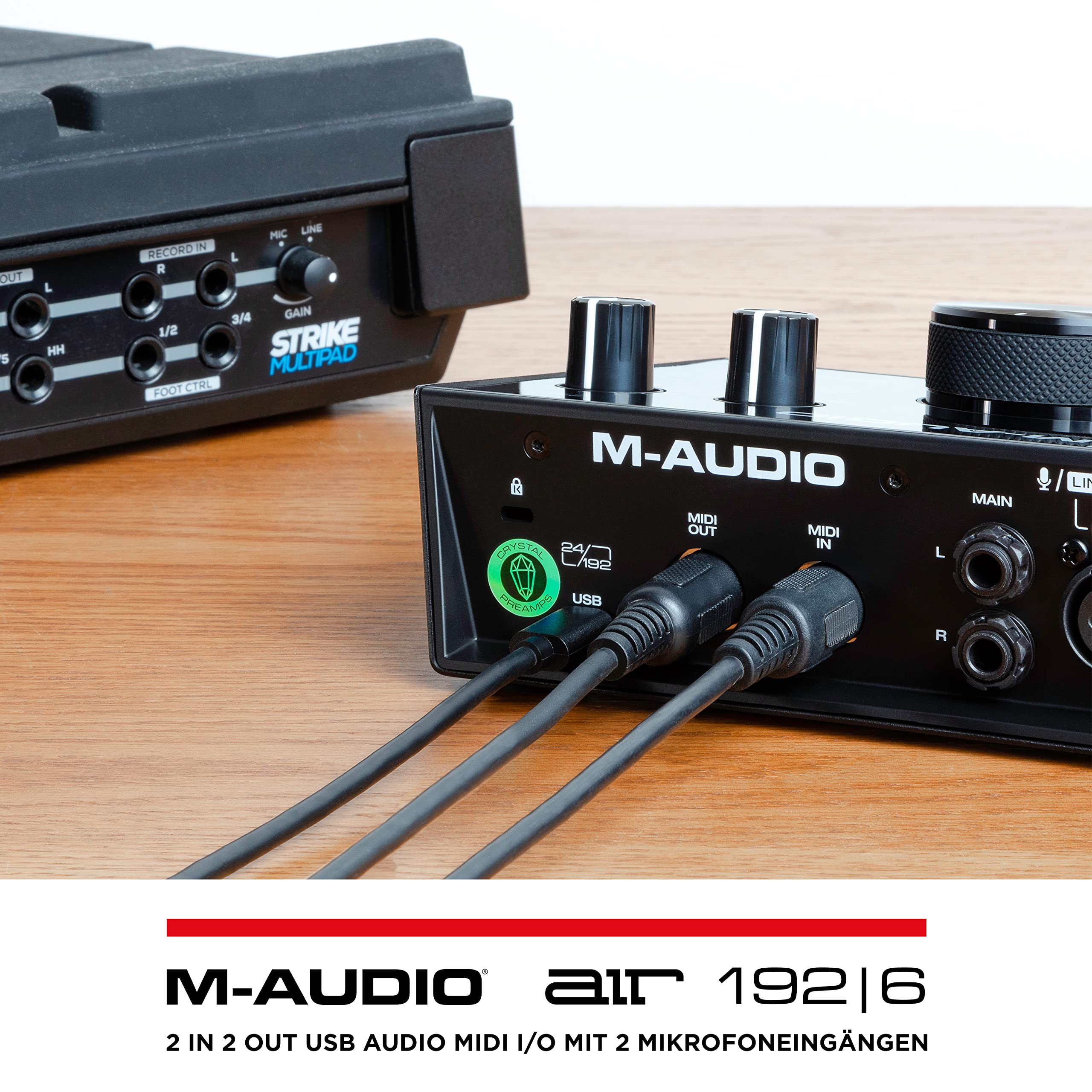 M-AUDIO Air192|6 USB MIDI Audio Interface für Aufnahmen in Studioqualität mit 2 XLR und Line Eingängen und Recording Software