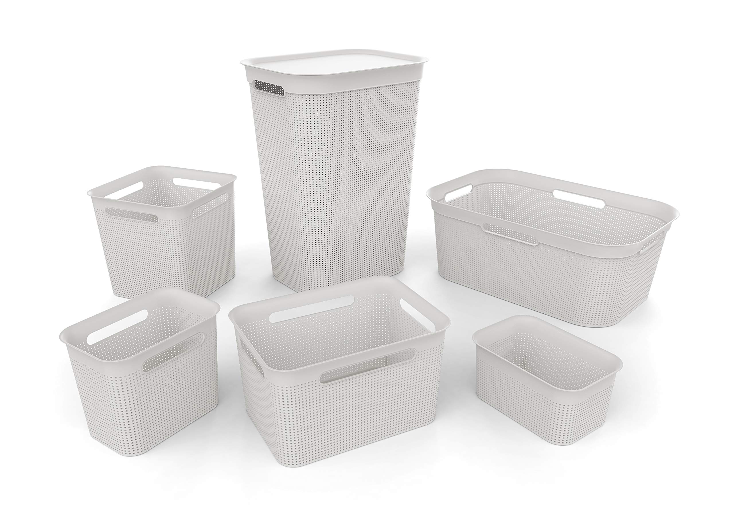 Rotho Brisen Scatola Quadrata con 4 Maniglie, Plastica (PP) senza BPA, Bianco, 18 L, 29.1 x 29.1 x 28.1 cm