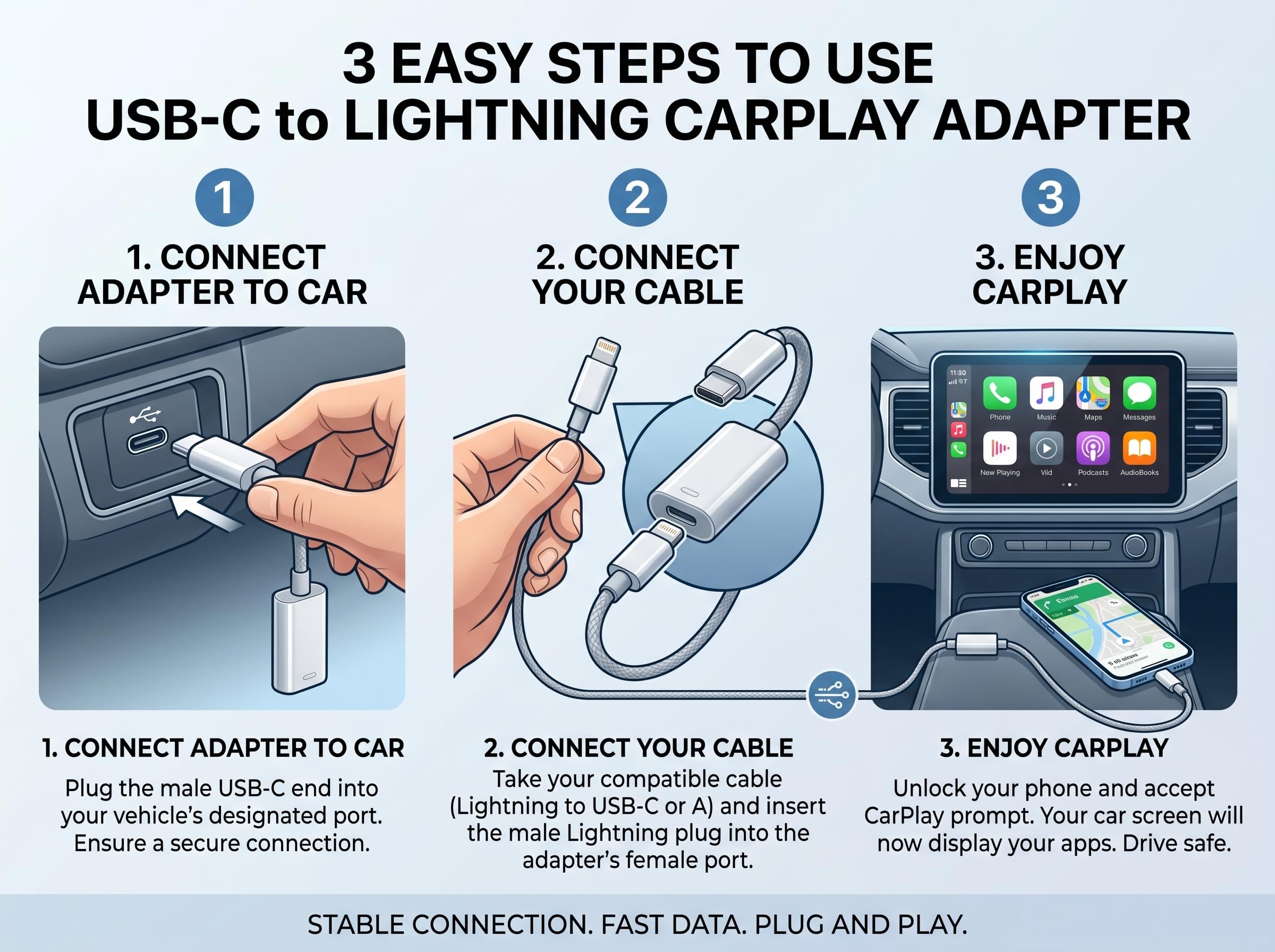 FARLINK Lightning to USB C Adapter, 5-in-1 Charging/Data Transfer/Audio Adapter/Phone Calls/Control Music for iPhone 17/16/15, iPad Pro, MacBook, Galaxy (Braid Cable) — view 5