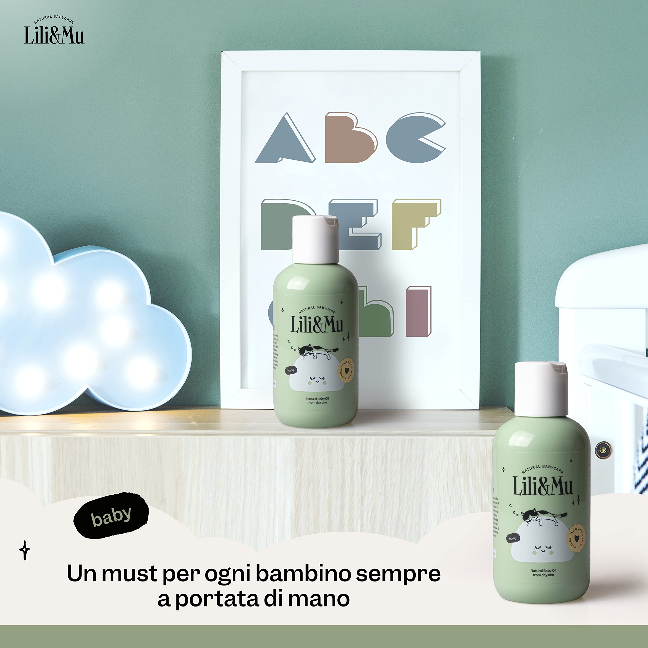 Lili&Mu - Olio Naturale per Bambini e Neonati 150 ml - Olio Bagno con Olio di Jojoba Estratto di Calendula Vitamina E, Baby Olio Pelli Delicate Emolliente e Idratante, Olio Massaggio Corpo Vegan