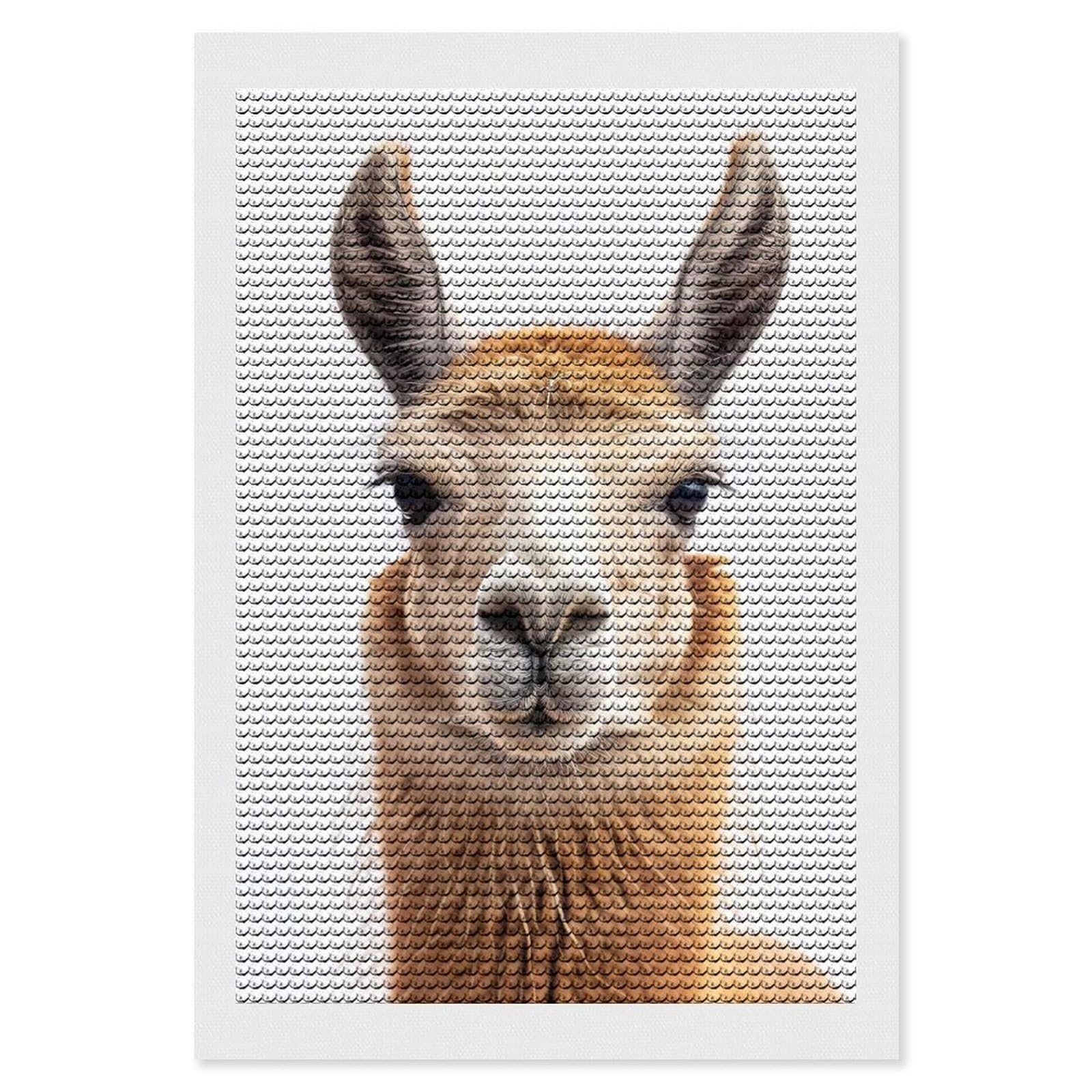 Junmoney Llama Face Diamond Painting Kit 8"x12", Festive Craft Gift, Bedroom Decor, Full Kit Included, Creative Gift Idea