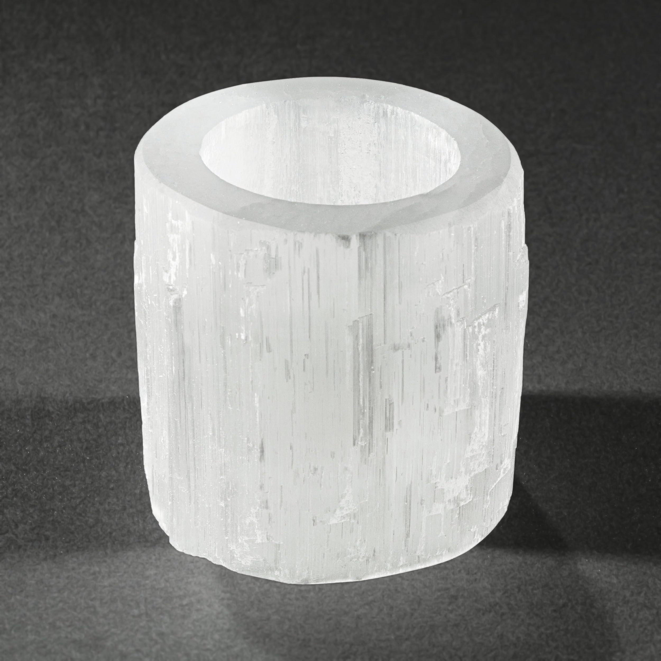 NKlaus 3x Portacandele in Selenite Naturale 6x6cm Gemma Candeliere Decorazione Cristallo di Quarzo 15593