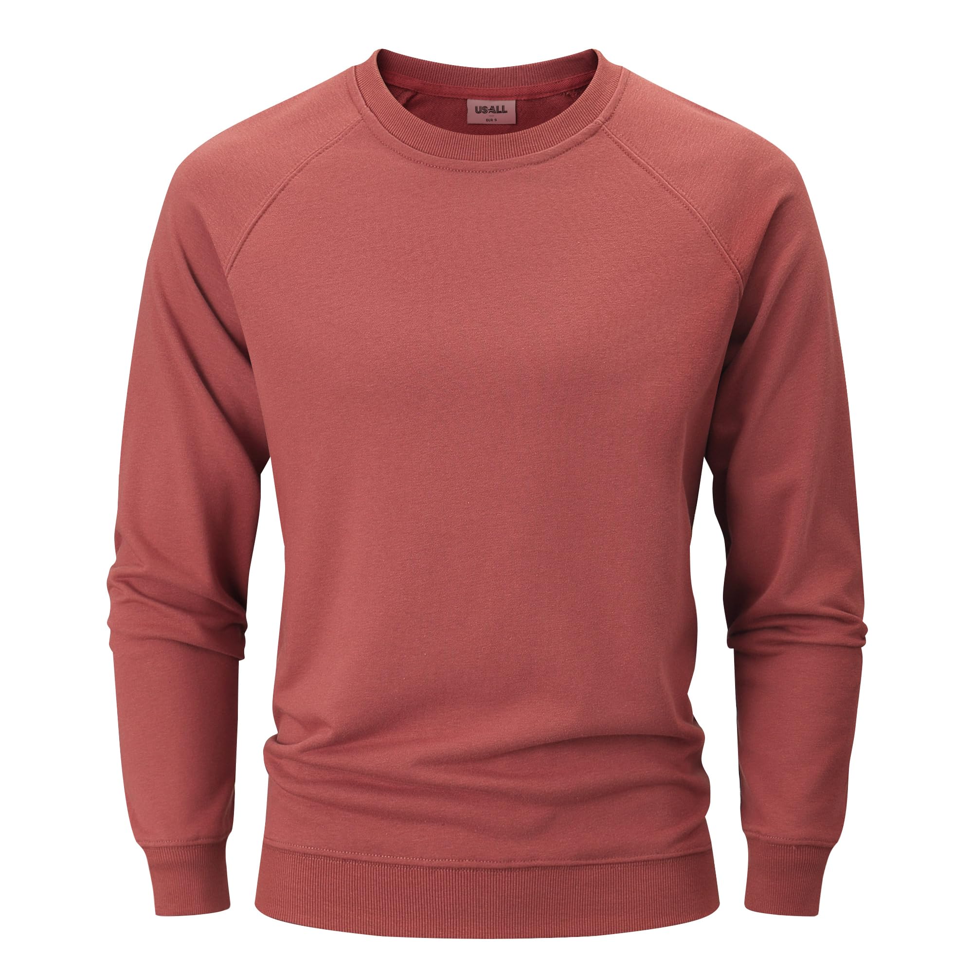 USALL Sweatshirts für Herren Baumwolle Rundhals Hoodie Pullovers Männer Kapuzenpullover Langarm Casual Sweatshirt