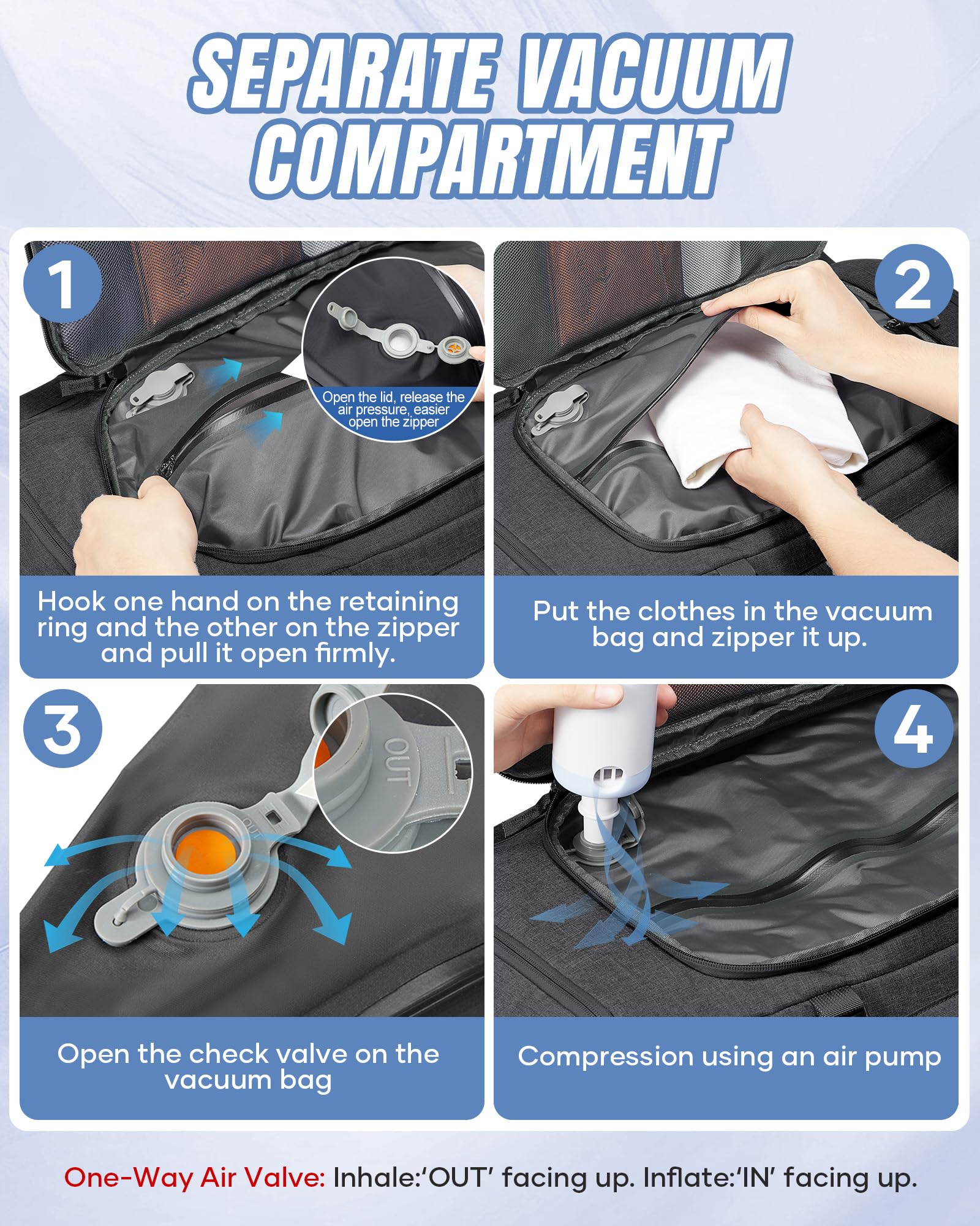Mochila de esquí al vacío, mochila de snowboard ligera repelente al agua, con un sistema de compresión al vacío, mochila de hidratación para esquí
