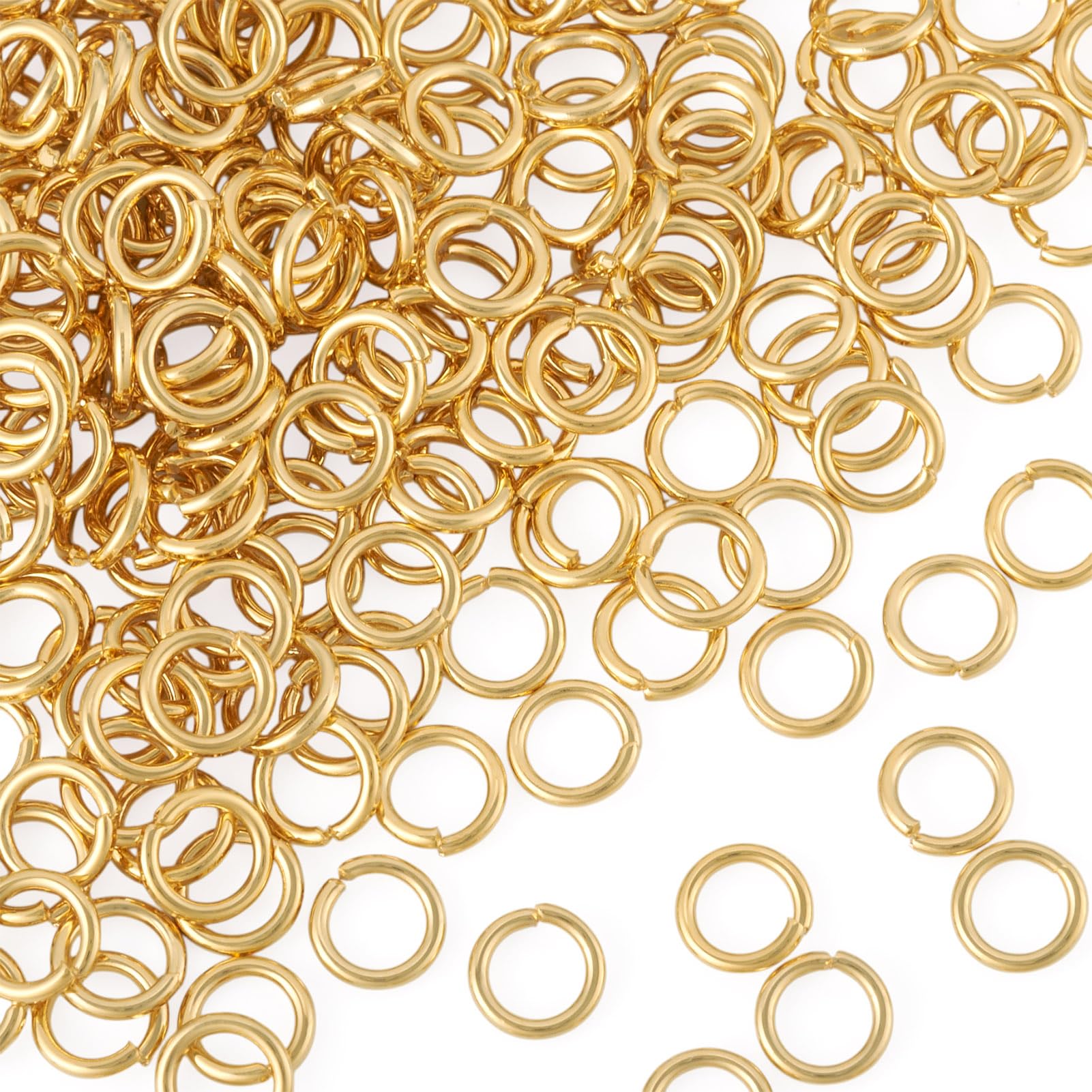 18K Gold Filled Open Jump Rings 5mm Brass Jump Rings for Keychains Chainmail O Ring Connector Ring for Necklace Repair Permanent Jewelry Findings 350Pcs