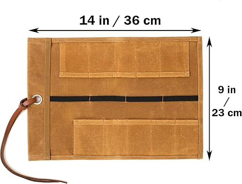 Miniatura 2 de Bolsa de herramientas de lona, rollo pequeño para herramientas, 10 ranuras y 1 cuerda de amarre, bolsa enrollable de almacenamiento de lona encerada
