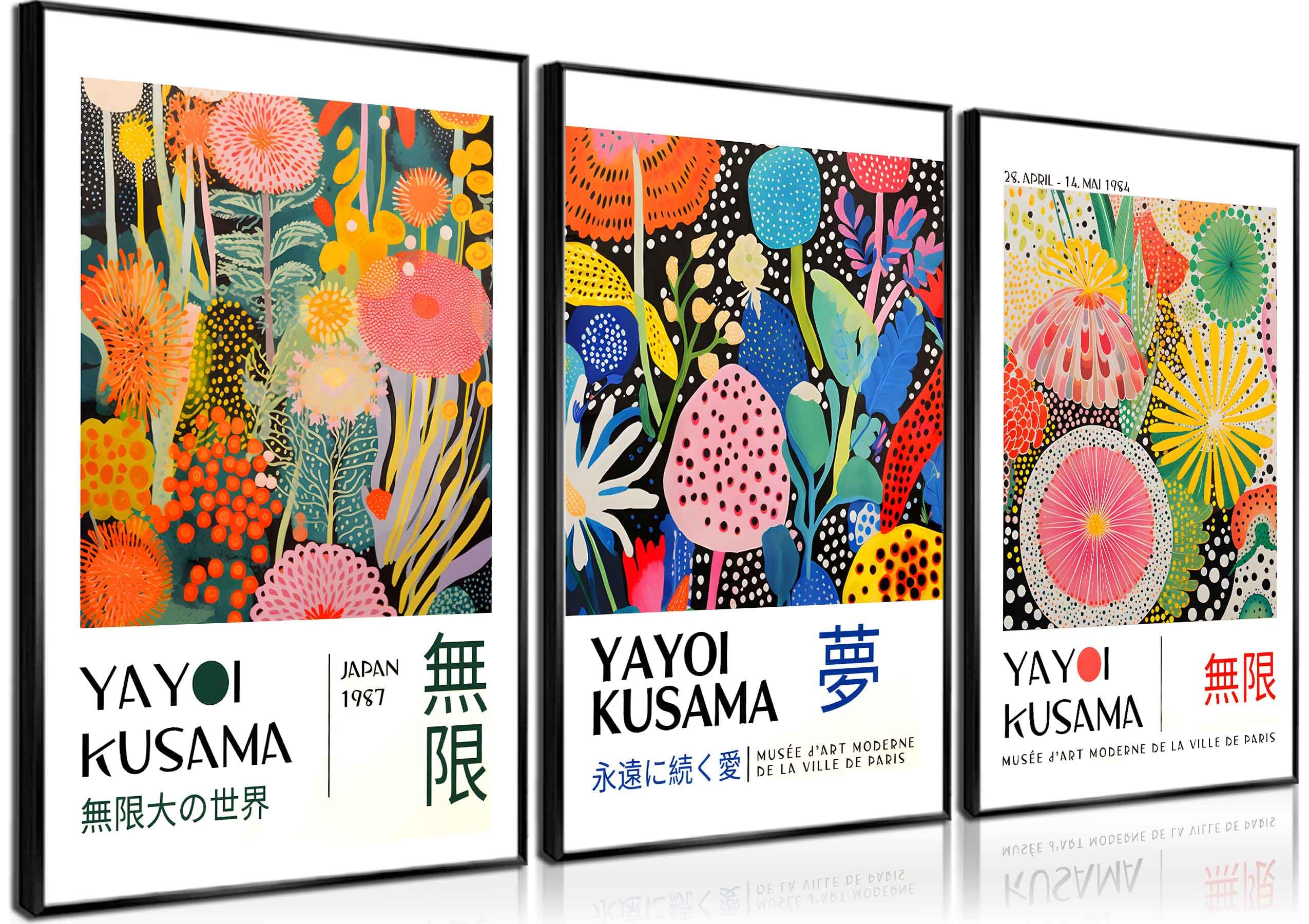 3Pcs Trendy Canvas Wall Art Funny Colorful Abstract Japanese Botanical Wall Decor Pictures Matisse Posters Prints for Bathroom Kitchen Gallery Living Room Bedroom Decorations Unframed-
