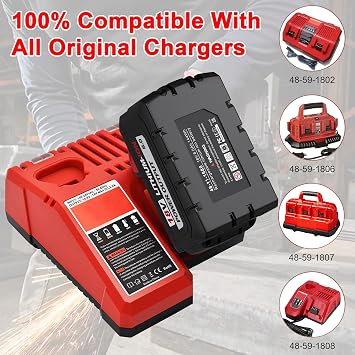 BULL-TECH 18V 48-11-1880 Replacement for Milwaukee m18 Battery 8.0AH,Compatible with All Power 18V Milwaukee Power+ Tools