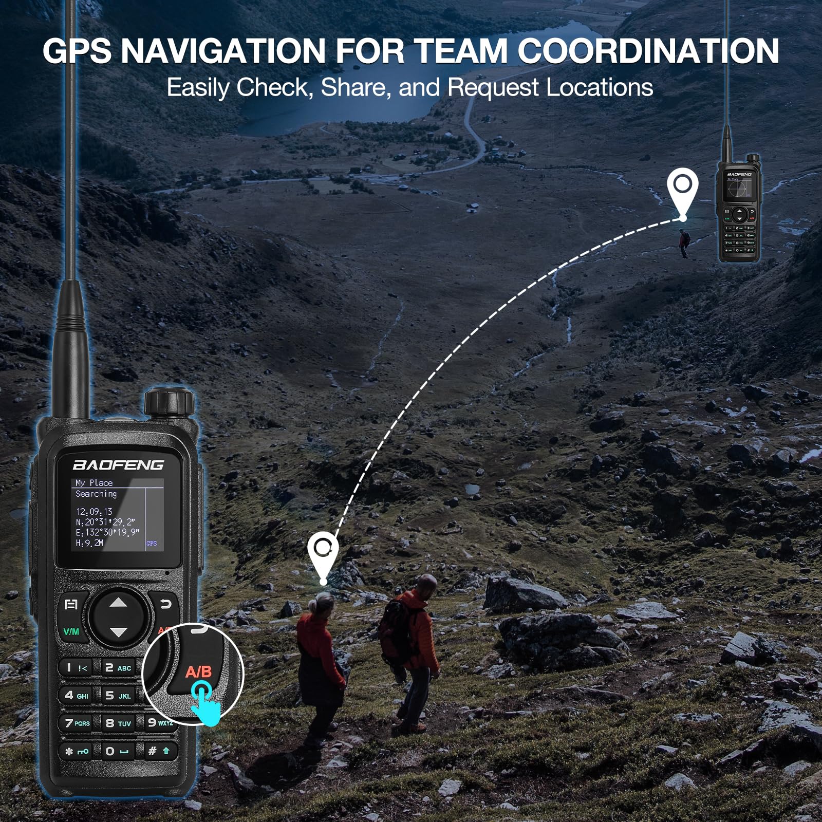 BAOFENG UV-28 Plus Radio Amateur GPS Navigation, Programmation par Application, récepteur Radio bidirectionnel Longue portée 10W, Copie de fréquence, 1000 canaux, écran 1,77", Batterie 2200 mAh