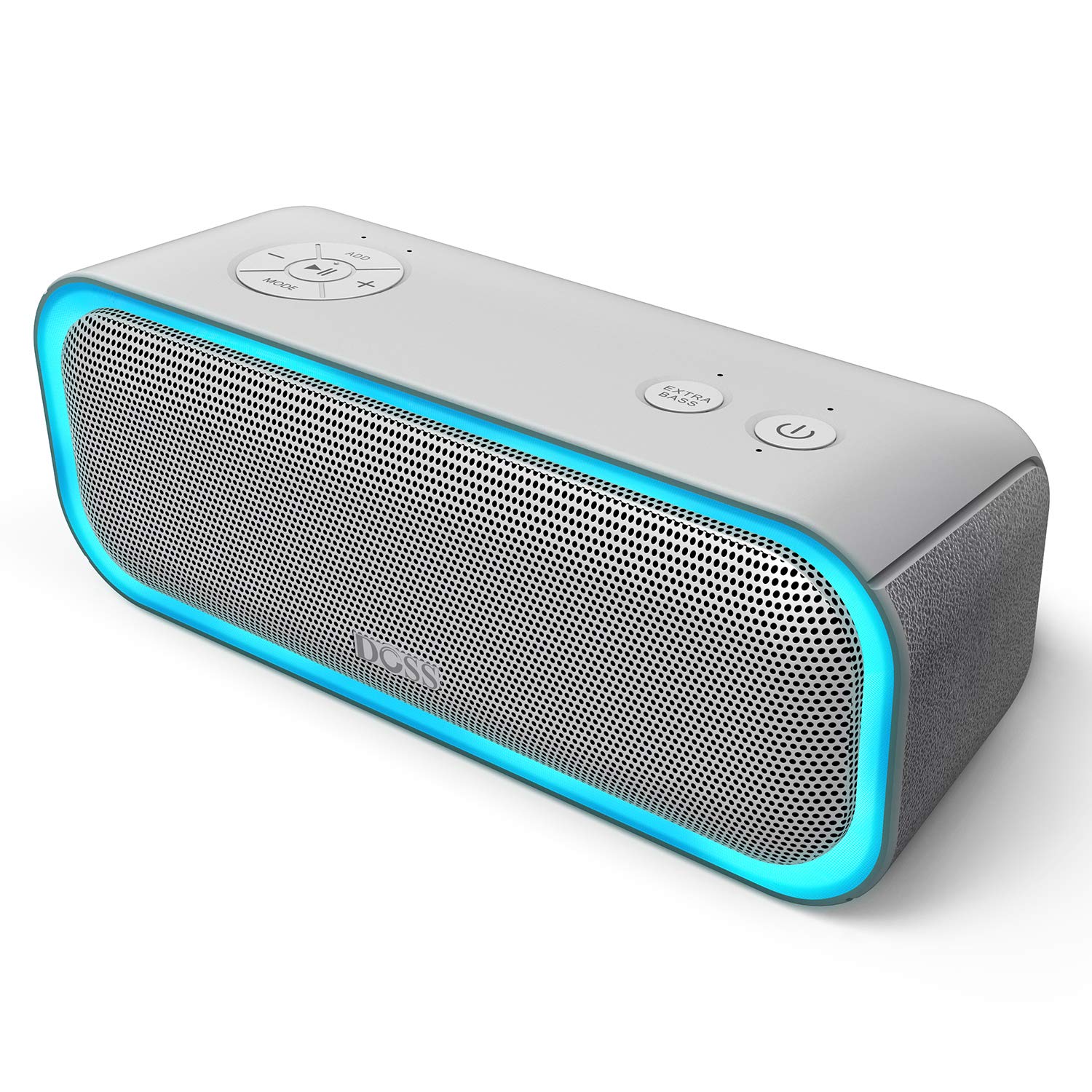 DOSS Enceinte Bluetooth, Haut Parleur Portable sans Fil avec Bass Puissantes, Étanche IPX6, Lumières Multicolores,Autonomie 20H,