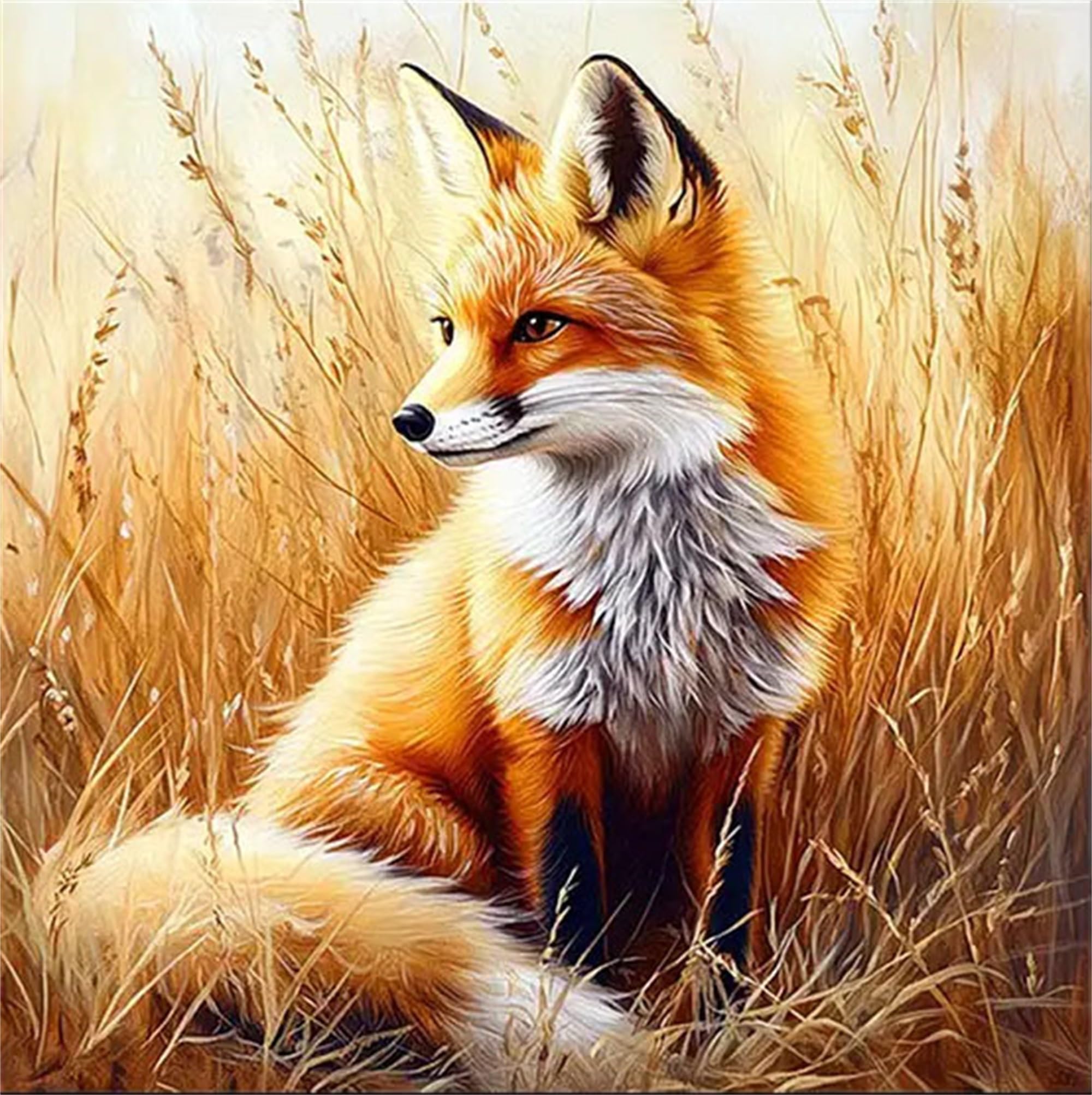 Xiangxujia 5D DIY Diamond Painting Kit for Adults,Diamond Art Kits for Beginner,Painting by Diamonds,Gem Art Kits Round Drill for Home Wall Decor Gifts for Women, Men (Fox)