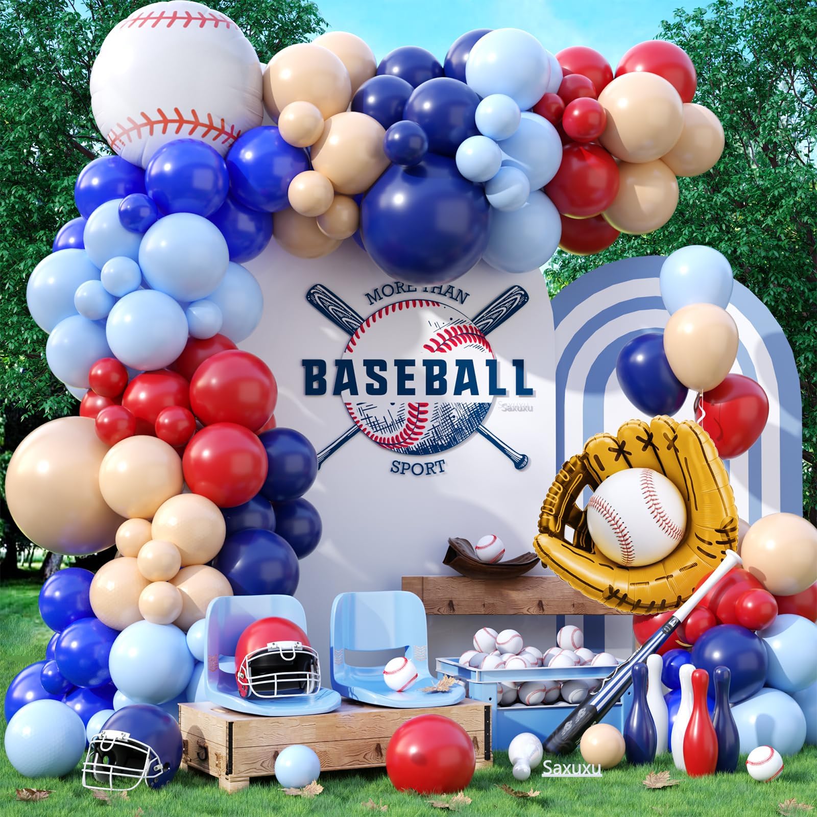 Amazon | 野球バルーンアーチキット、スポーツ野球をテーマにした
