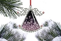 Vista 3 de XUTAI Ángel de árbol de Navidad con flor de cerezo colgante de vidrio, colgante de vidrio de ángel para decoración navideña