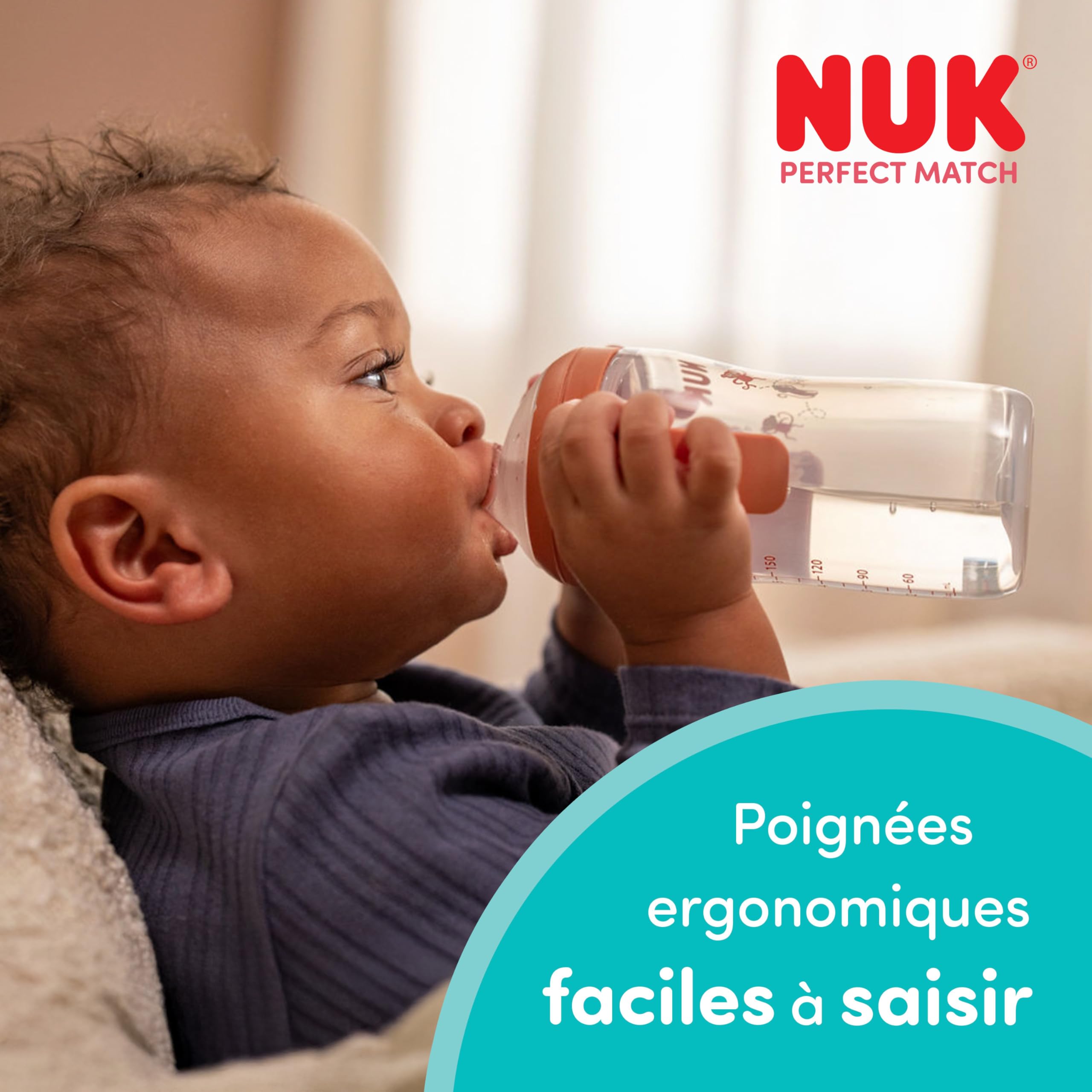 NUK Perfect Match Nuit Tasse d’apprentissage | 6+ mois | 150 ml | Tasse anti-fuite pour bébés | Poignées antidérapantes | Brille dans le noir | Singe/Koala | Lot de 2