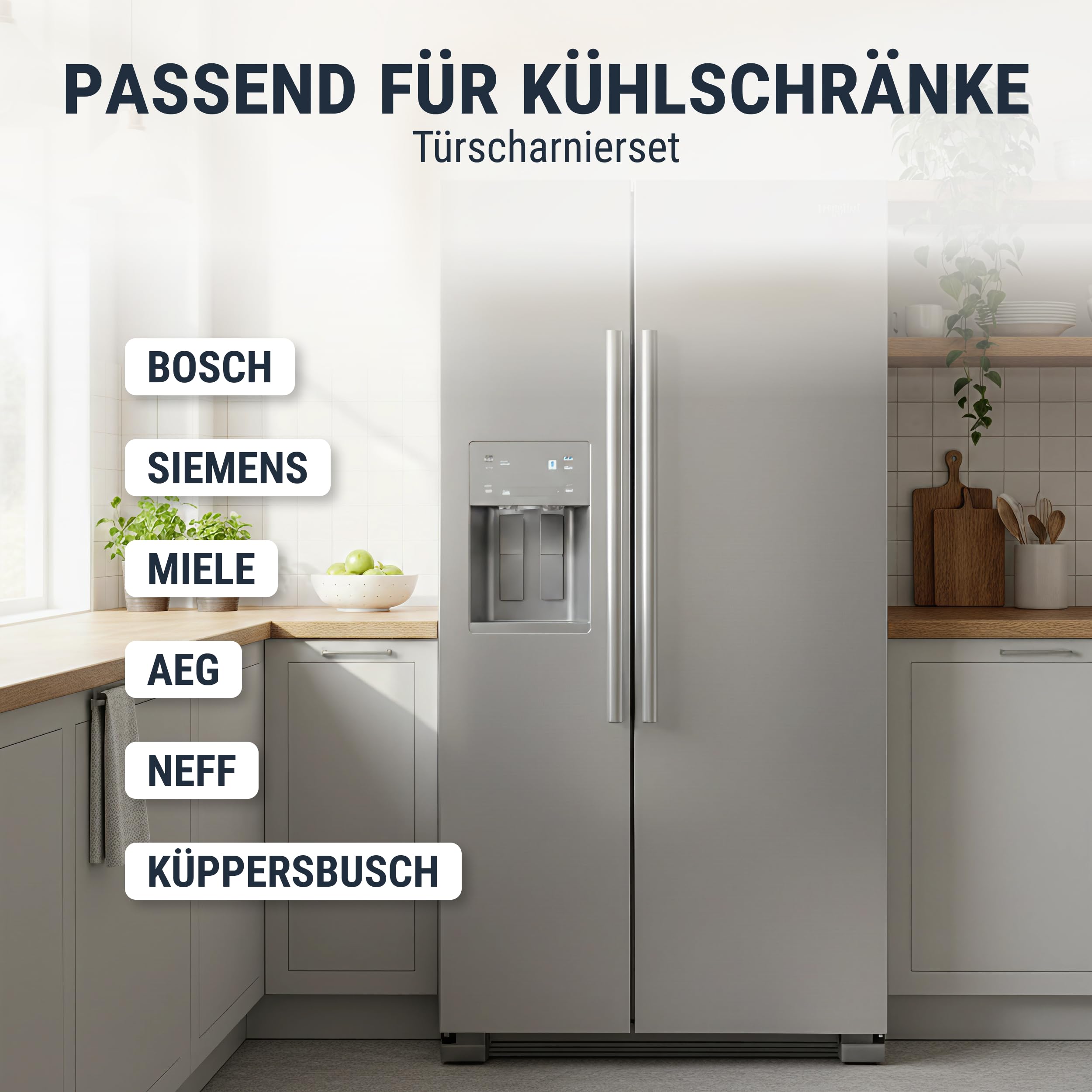 Türscharnier Set kompatibel mit Bosch Siemens 481147 Flachscharnier für Electrolux AEG 4071314258 für Kühlschrank Gefrierschrank für Miele 5546050