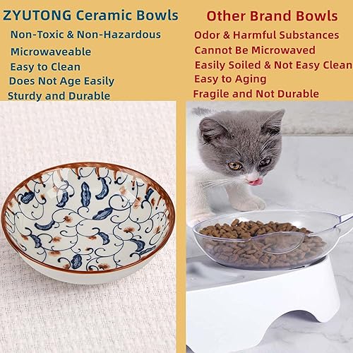 Miniatura 5 de 6 cuencos de comida para gatos, cuencos de cerámica de 5.5 pulgadas, platos pequeños para gatos de interior, platos poco profundos para gatos