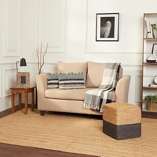 Miniatura 31 de REDEARTH · Taburete otomano de puf cubo, puf trenzado de yute para la sala de estar, dormitorio, guardería, patio, salón y otras habitaciones (14.5