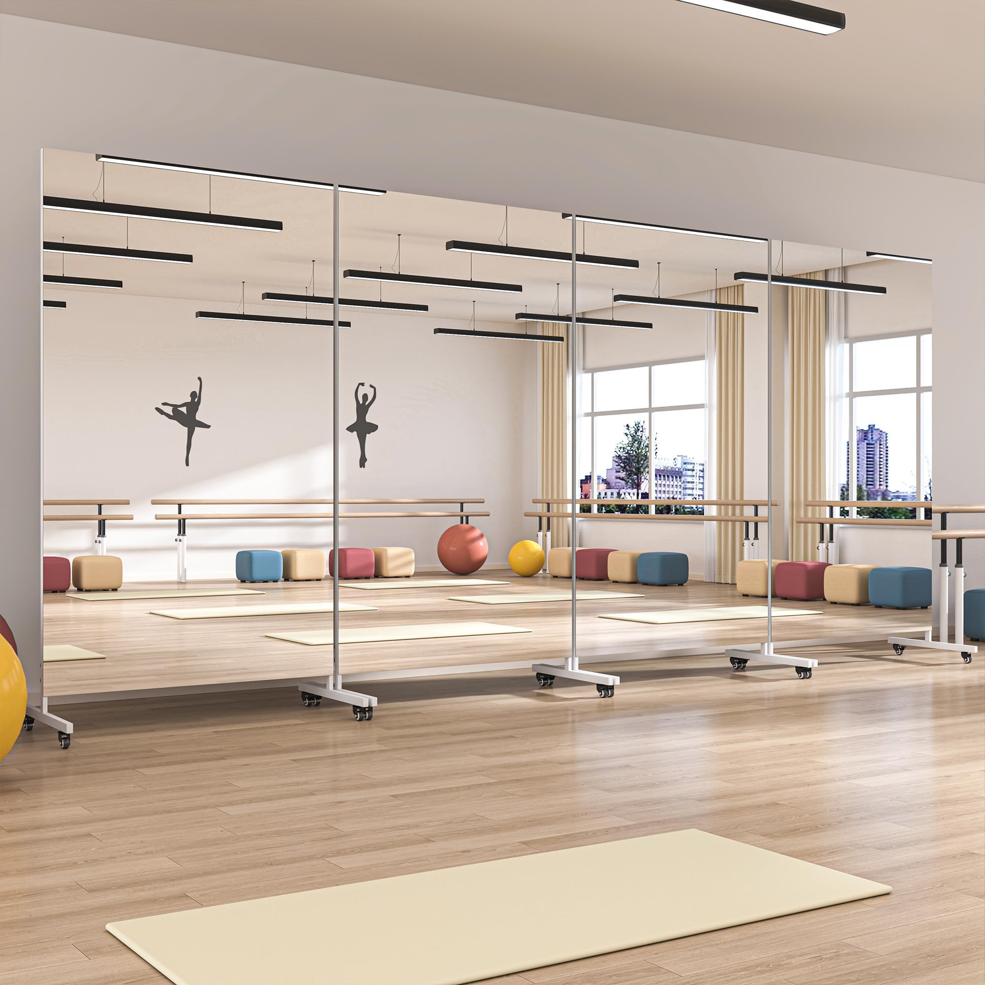 Hasipu Ganzkörperspiegel 190 x 80 cm, 360° Drehbar Standspiegel mit Rollen, Gehärtetes Glas Home Gym Tanzspiegel für Schlafzimmer Fitnessraum Yoga