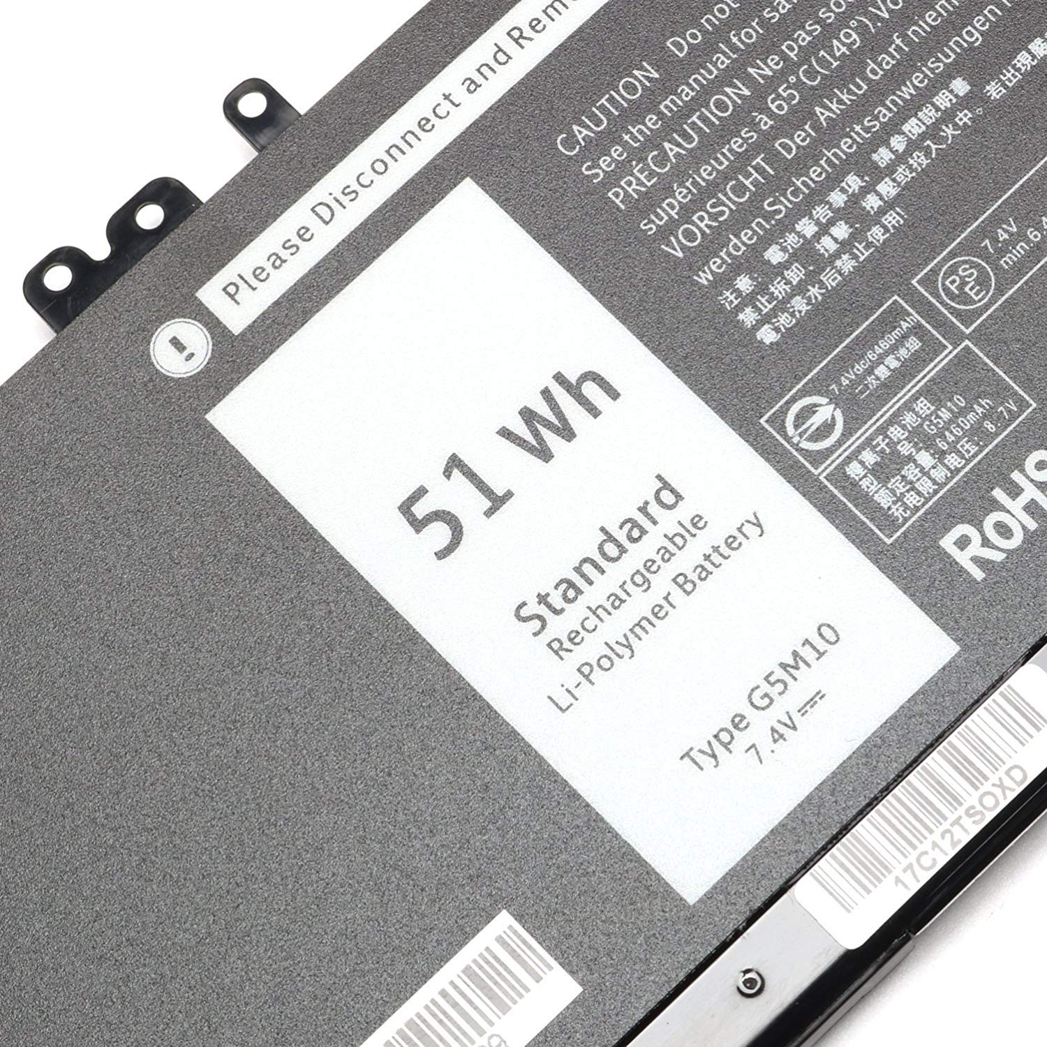 7.4V 51Wh G5M10 Laptop Batteries for Dell Latitude E5450 E5470 E5550 E5570 15.6 Series 0 C2 8V5GX, C2 1KY05 R9XM9