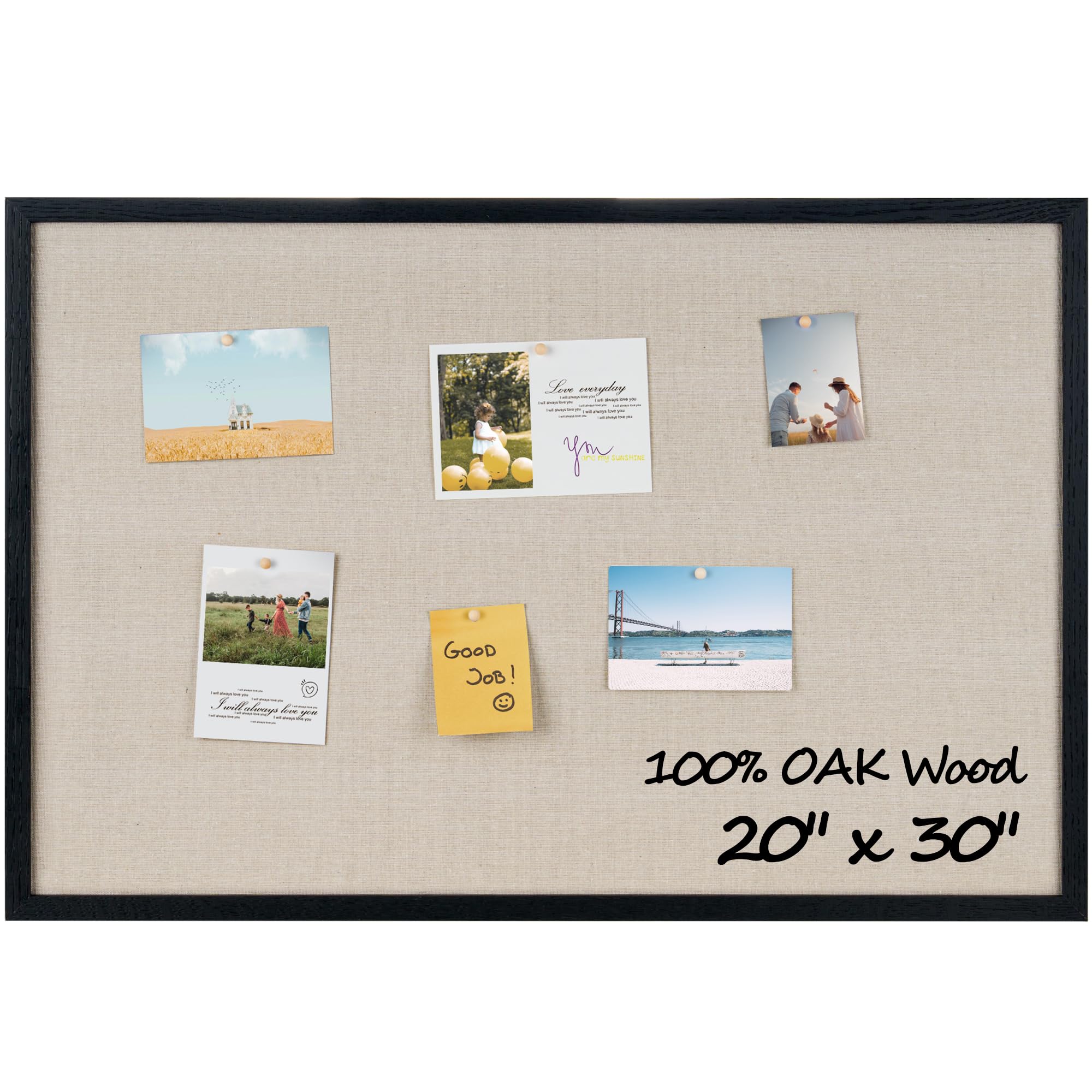 Fun Memories Cork Board Bulletin Board for Office, 20" x 30" Oak Wooden Framed Corkboard, Wall Mounted Notice Pin Board for School Home & Office,