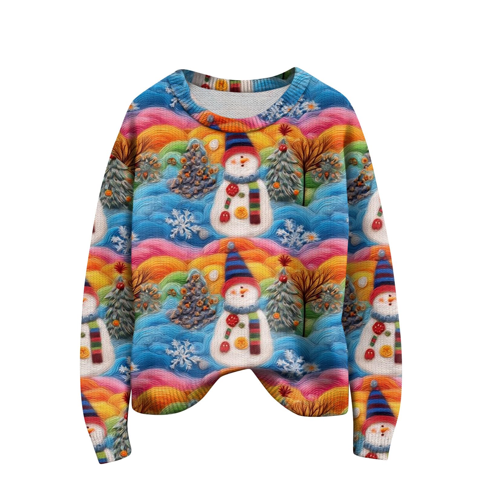 SGASY Womens Ugly Christmas Sweaters Snowflake Long Sleeve Knit Xmas Sweater Pullover