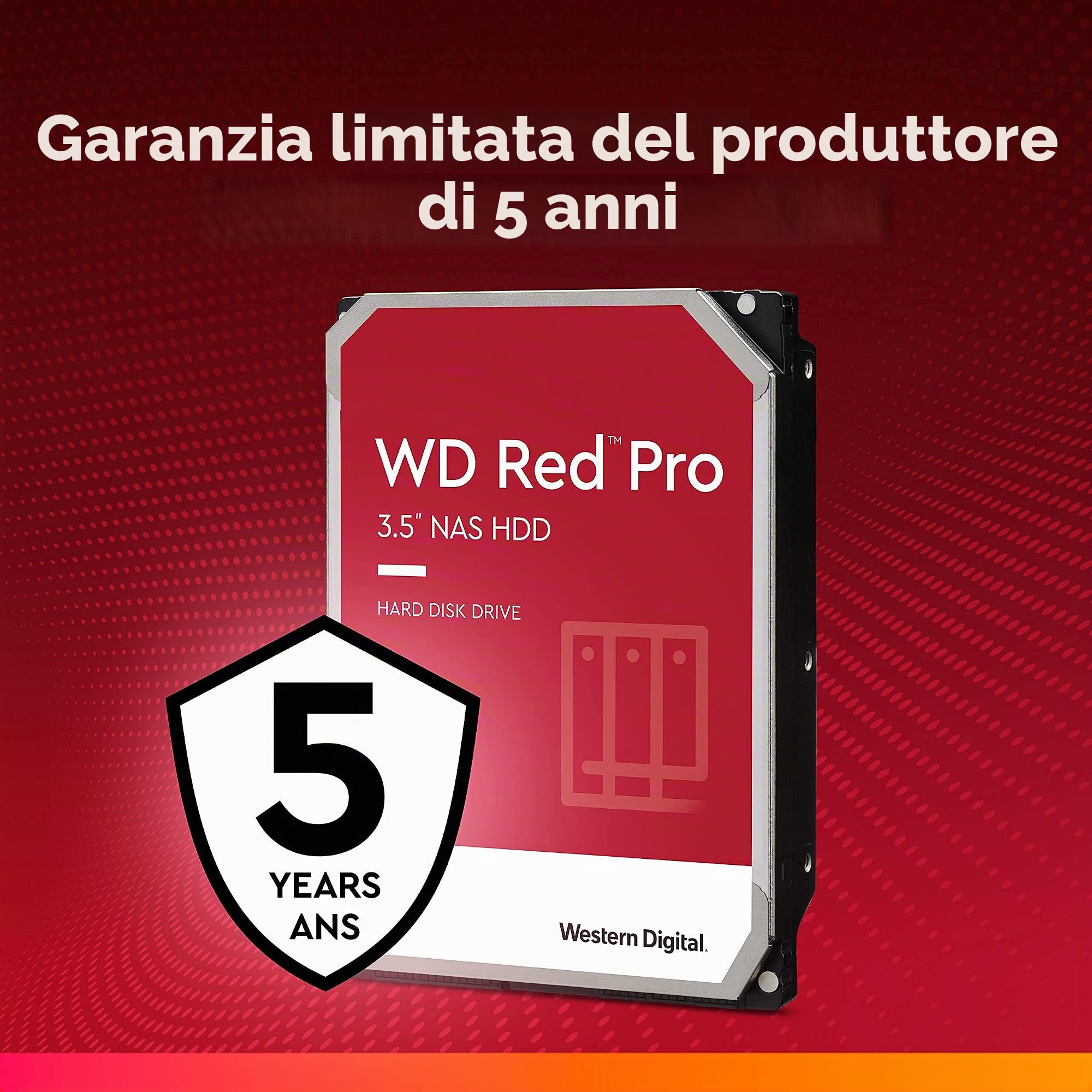 Western Digital WD Red Pro NAS 3.5" Disco Rigido Interno - Classe 7.200 RPM, SATA 6 GB/S, CMR, Cache 512 MB, 14 TB