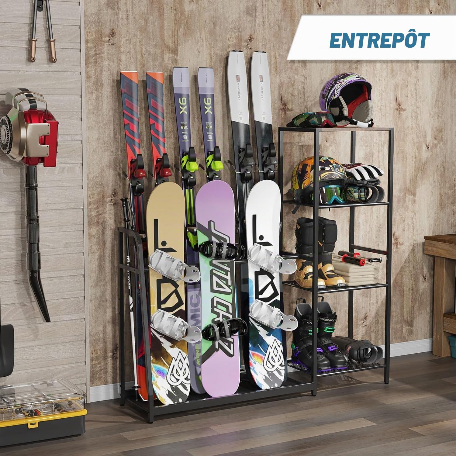 Porte-skis autoportant pour garage, support de sol en acier robuste pour garage, sous-sol