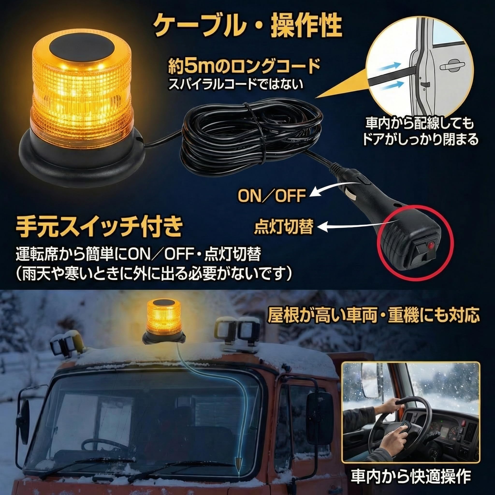 Amazon.co.jp: 【改善型】 パトランプ 車用 回転灯 LED シガーソケット