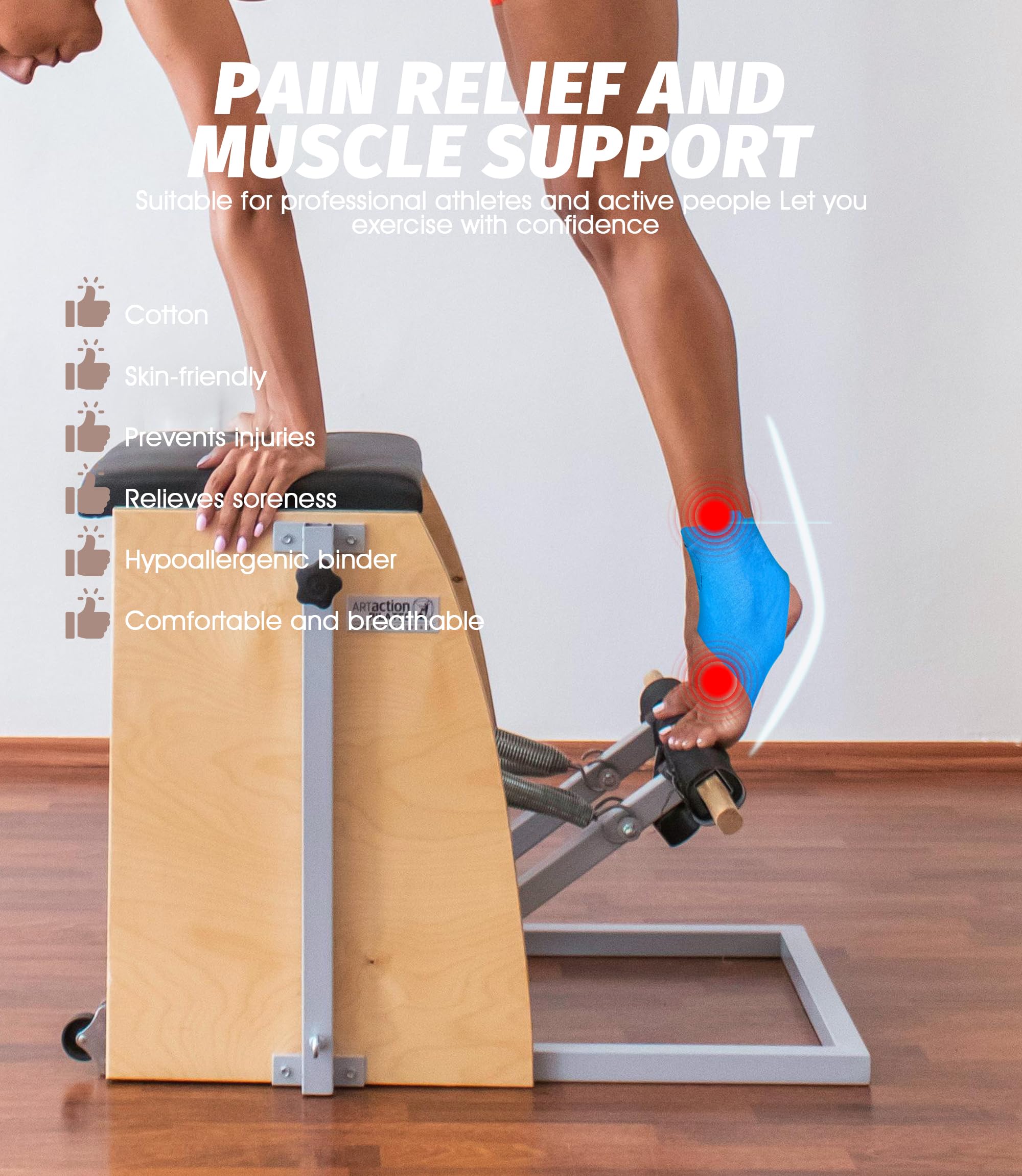 Precut - Cinta de kinesiesio para tobillo, 10 unidades, cinta de kinesiología para el tobillo, apta para la piel con perfecta comodidad, resistente al agua