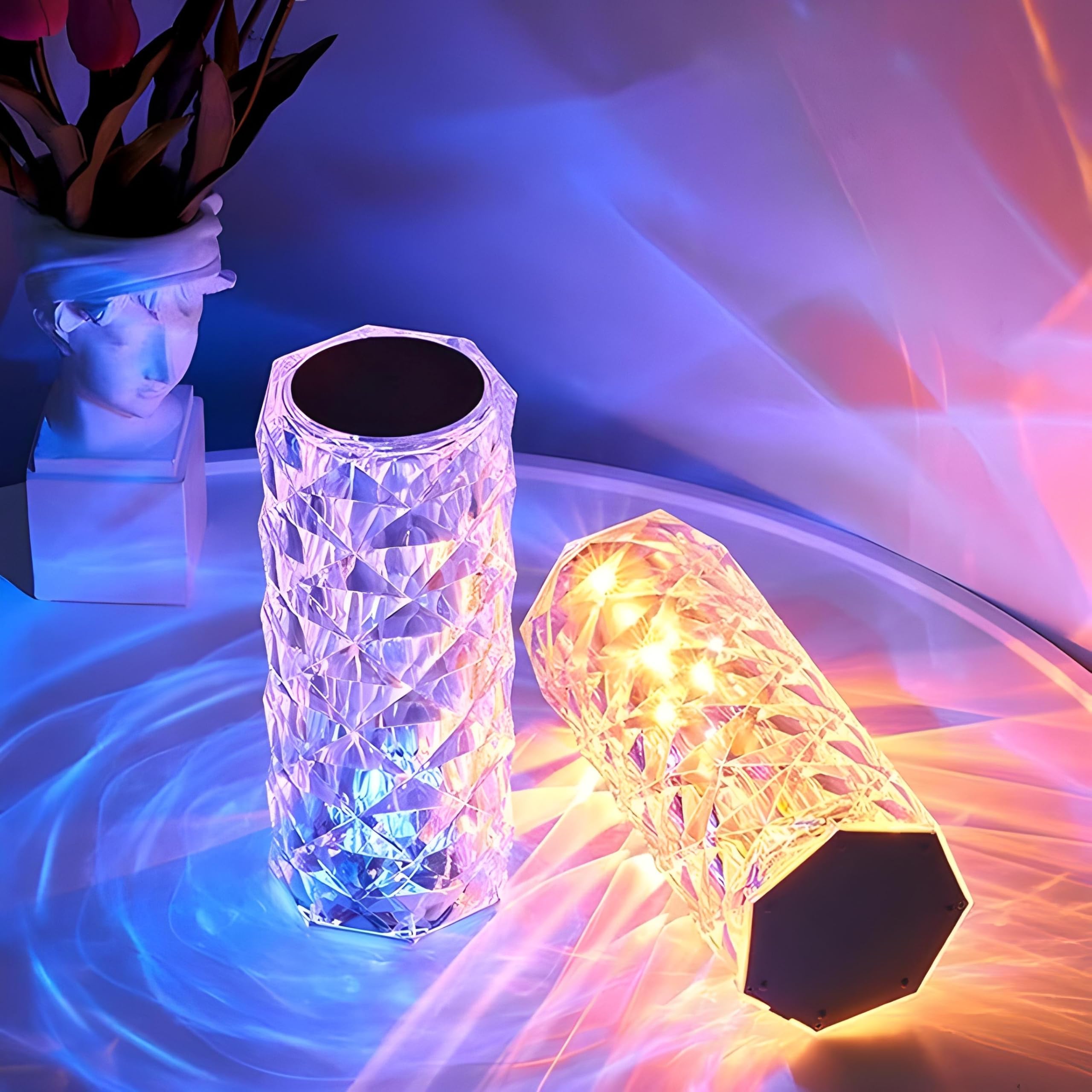 Oblivion Crystal Light 1 Pc – Rose Diamond Table Lamp USB Charging, Remote Control Night Light, Multicolor 13 Color Changing Touch LED Bedside Light for Bedroom, Living Room, Party & Dinner Decor-picture-10