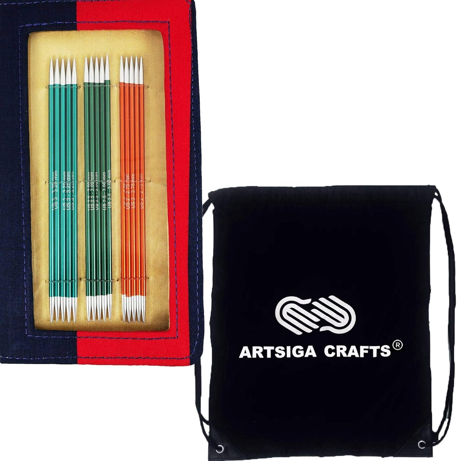 Knitter's Pride Zing Knitting Needles Double Pointed DPN 6 inch Set Bundle with 1