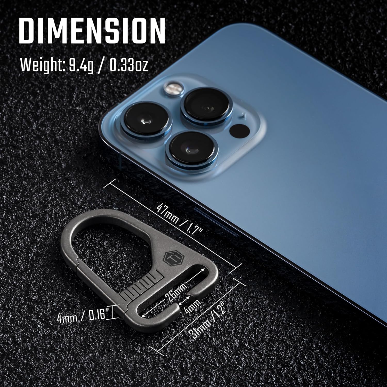 KeyUnity KB00 Titanium Sling Clip Hook, Snap Clasp Carabiner for Keychain, Molle Bag & Shoulder Strap (Sandblasted) - Image 5