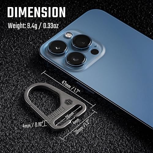 Miniatura 5 de KeyUnity KB01 Mosquetón de titanio llavero de nailon con gancho y panel de bucle para parches, Kb00 (arenado)