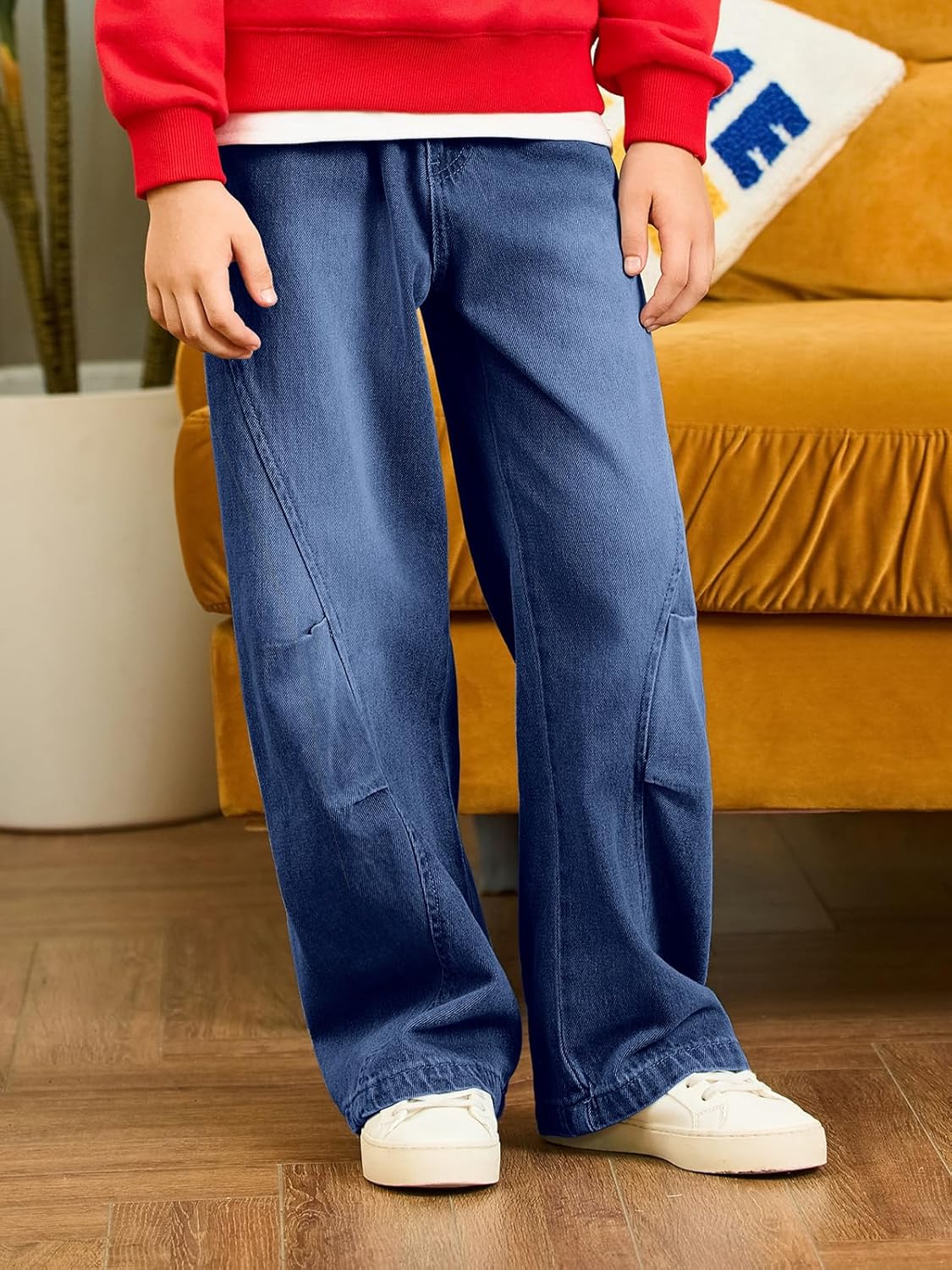 Haloumoning Boys Cargo Jeans Kids High Waisted Baggy Pants Casual Demin Pants with Multi Pockets 5-14 Years - Image 3