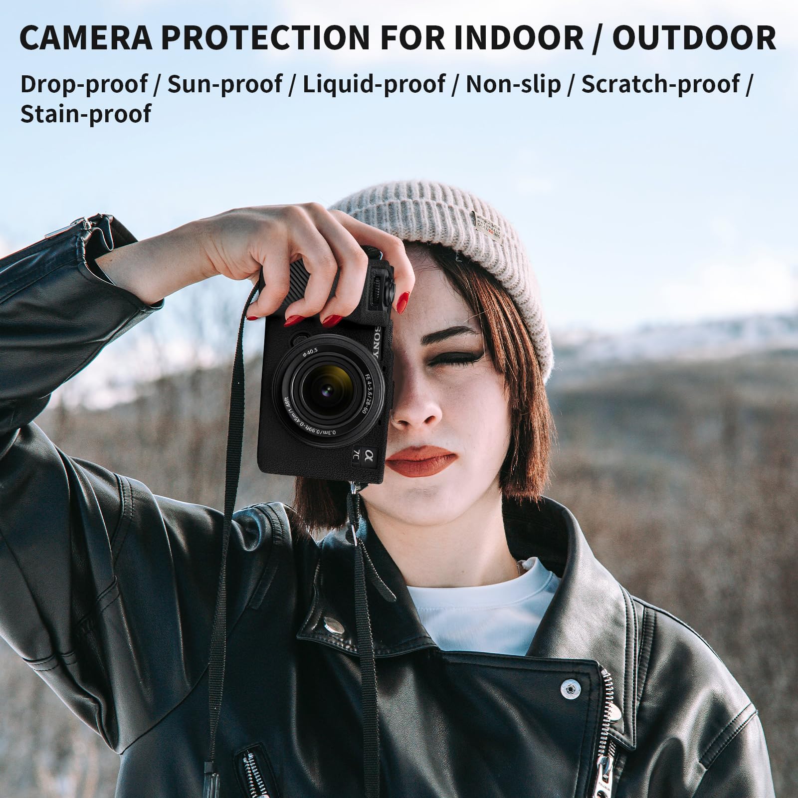 Easy Hood A7C II - Custodia in Silicone per Fotocamera Sony Alpha 7CII A7Cr, Nero, Custodia per Fotocamera