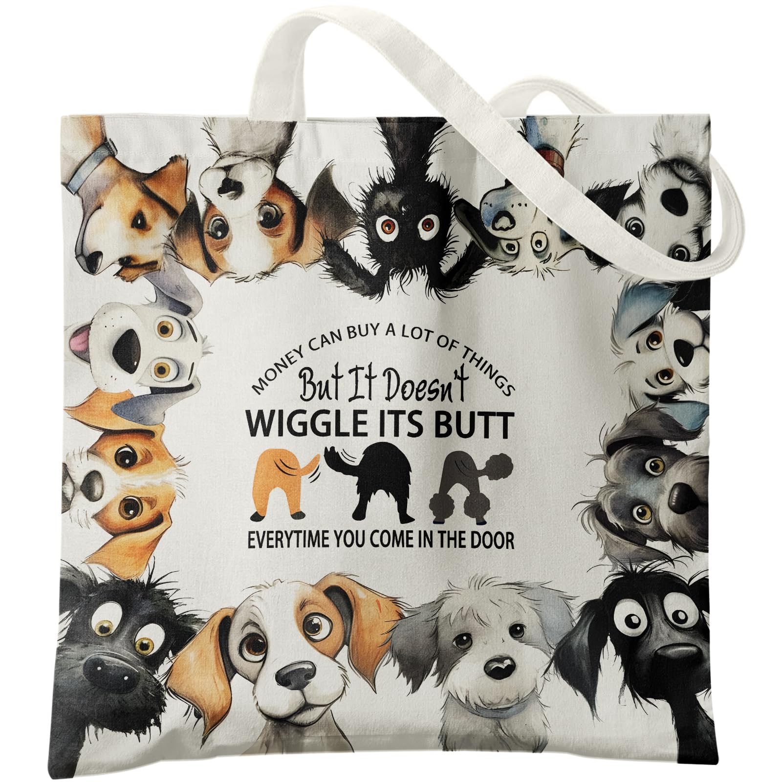 Veqzc Dog Mom Canvas Tote Bags - Reusable Grocery Bags for Shopping, Funny Dog Lover Gifts for Women