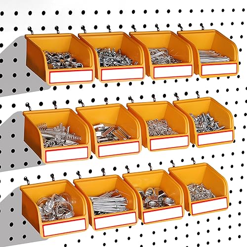 ELEAD Juego de 12 cubos organizadores para tablero de clavijas, bandeja de almacenamiento duradera para tornillos, tuercas, pernos, hardware,