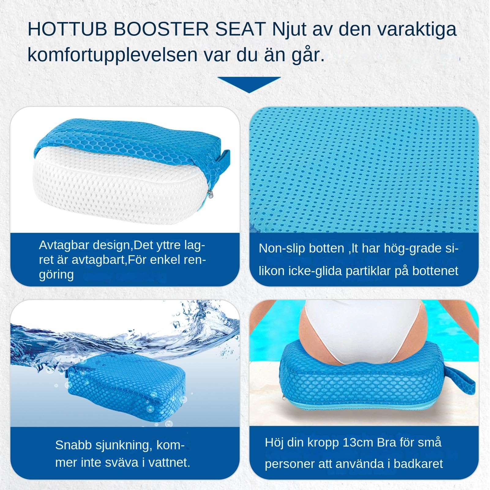 Sedile Per Vasca Idromassaggio Adulti Maglia Aria 3D Antiscivolo | Sedile Rialzato per Vasca Idromassaggio per Adulti Anziani, Donne Incinte, Uomini, Bagno, Campeggio, Giardino, Camper