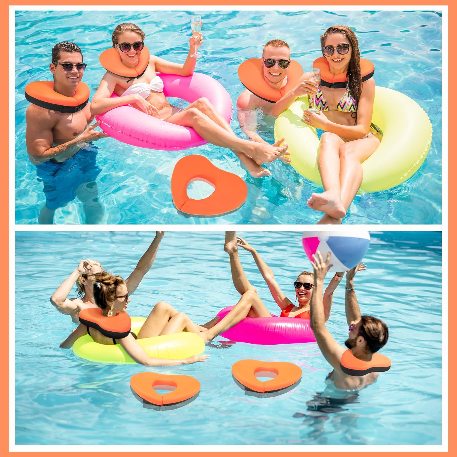 Collare da nuoto per supporto per testa e collo, riempito con particelle di schiuma (non gonfiabile), attrezzatura da nuoto per adulti, adatto per la maggior parte delle dimensioni del collo degli