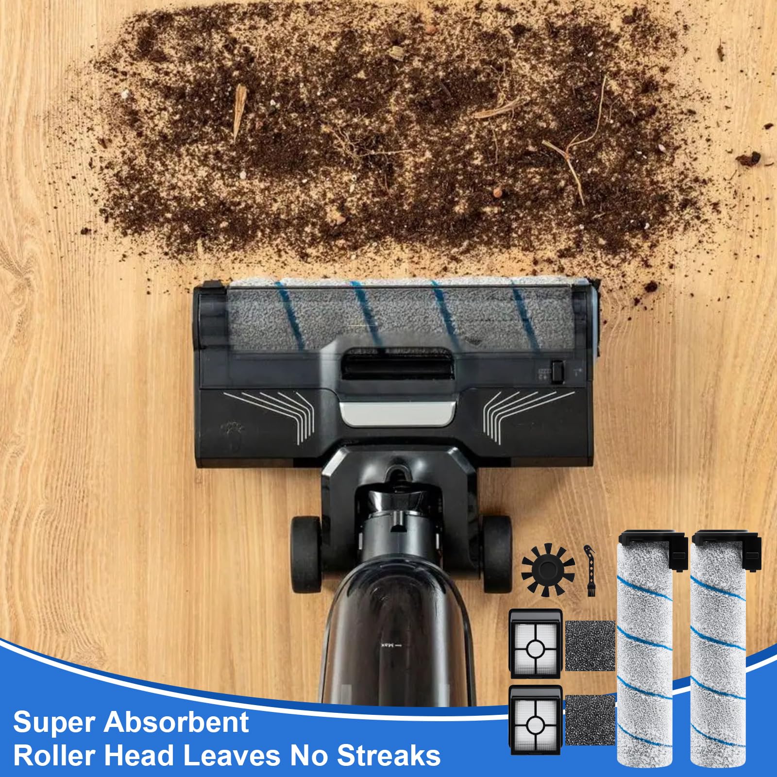 Ersatzbürstenrolle und HEPA-Filter Zubehör für Rowenta X-Clean 4 / X-Clean 2 Nass Trockensauger（7 Zubehörteile）