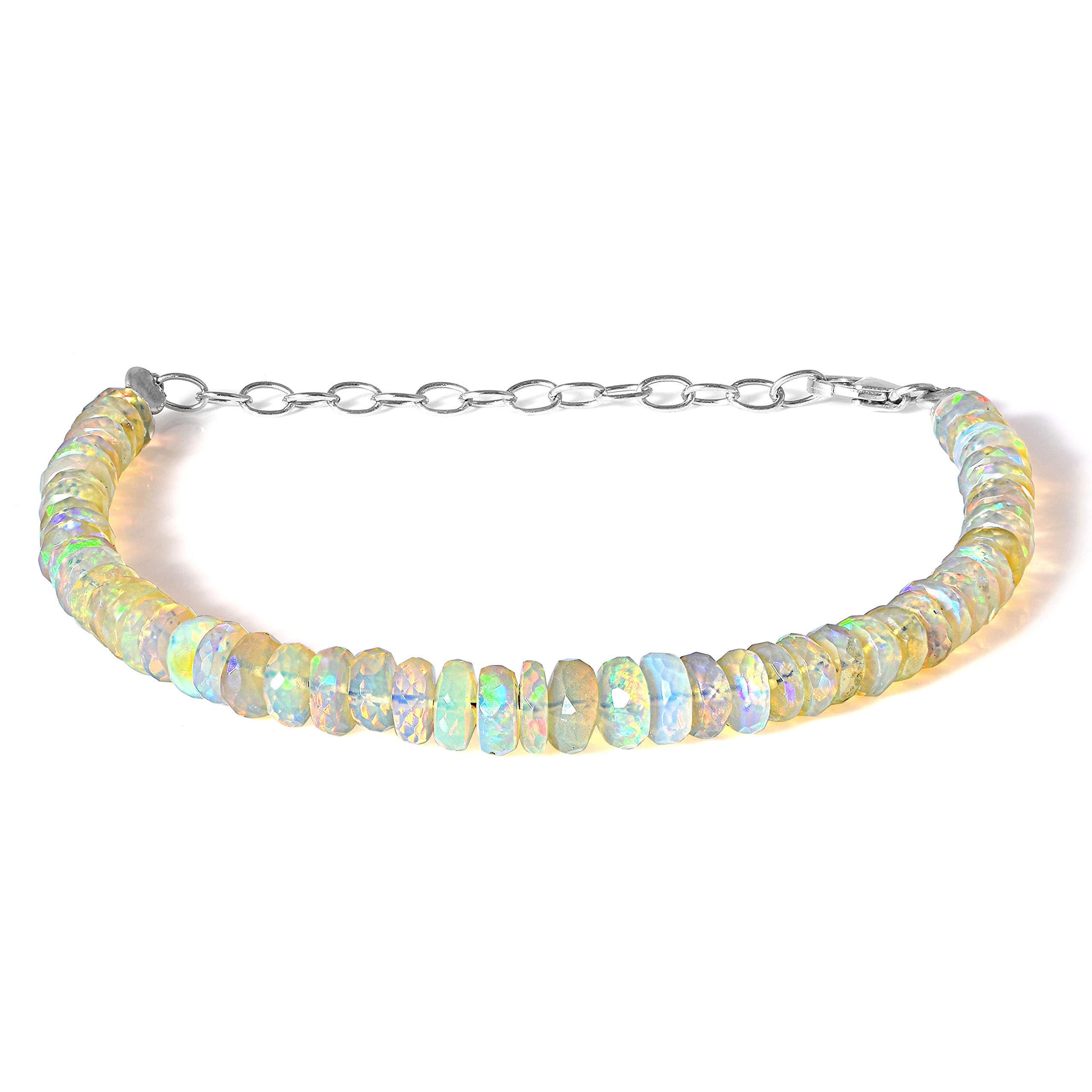Echtes Äthiopisches Feueropal-Armband - Natürliche Perlen, 22 cm, Stein - Opal-Schmuck