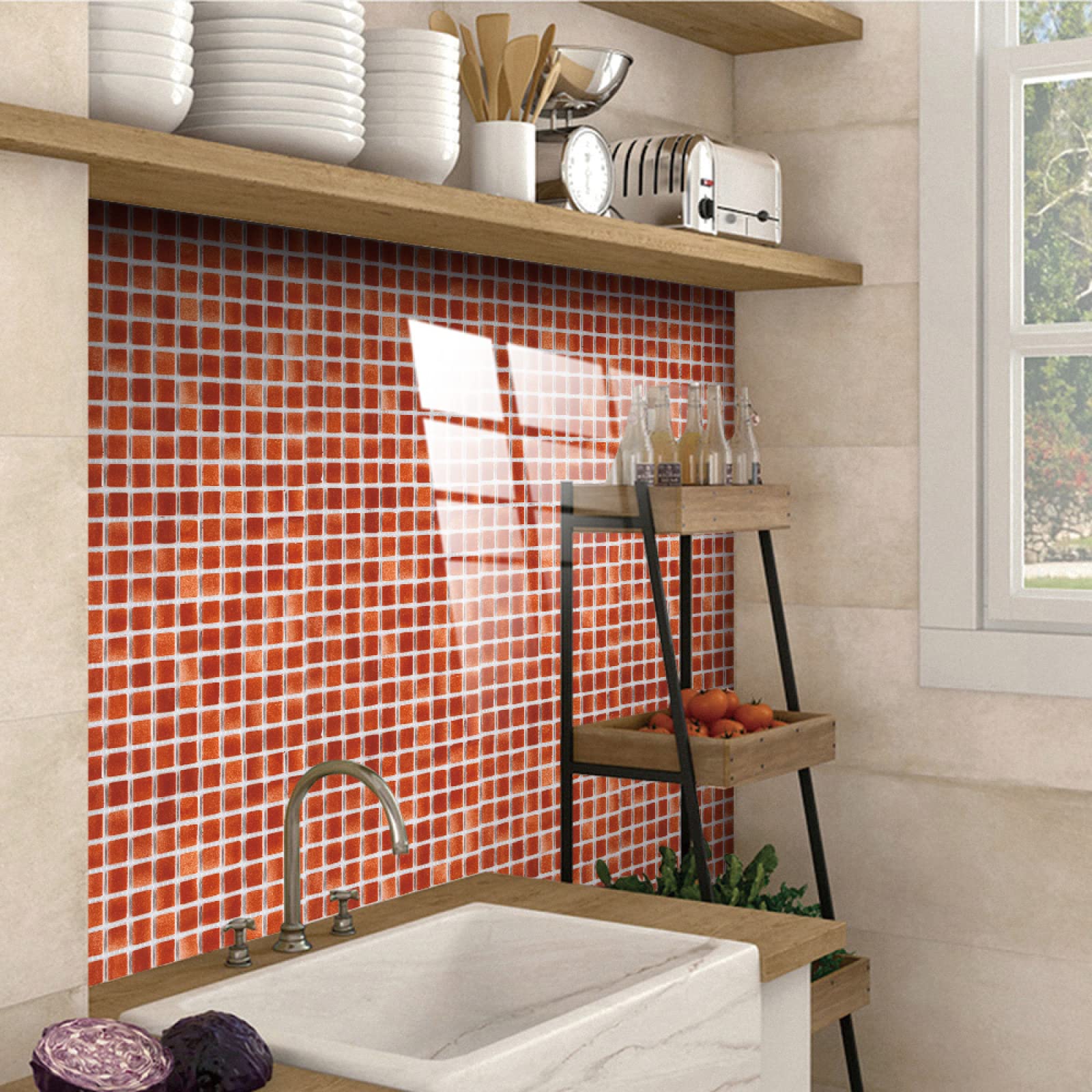 Vinilo Adhesivo Salpicadero Cocina - Flores - Adhesivo Brillante 55x55 Cm 92697713