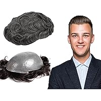 Vista 35 de GEXWORLDWIDE GEX - Peluca de cabello humano ultra fino de 62 colores para hombre, 0.002 in, 8 x 10 pulgadas, cabello humano negro azabache oscuro