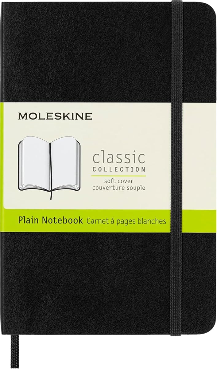 Classic Notebook, Soft Cover, Pocket (3.5" x 5.5") Plain/Blank, Black, 192 Pages | Pocket 3.5" x 5.5" notebook with 192 plain pages for sketching, drawing, journaling, and creative ideas.